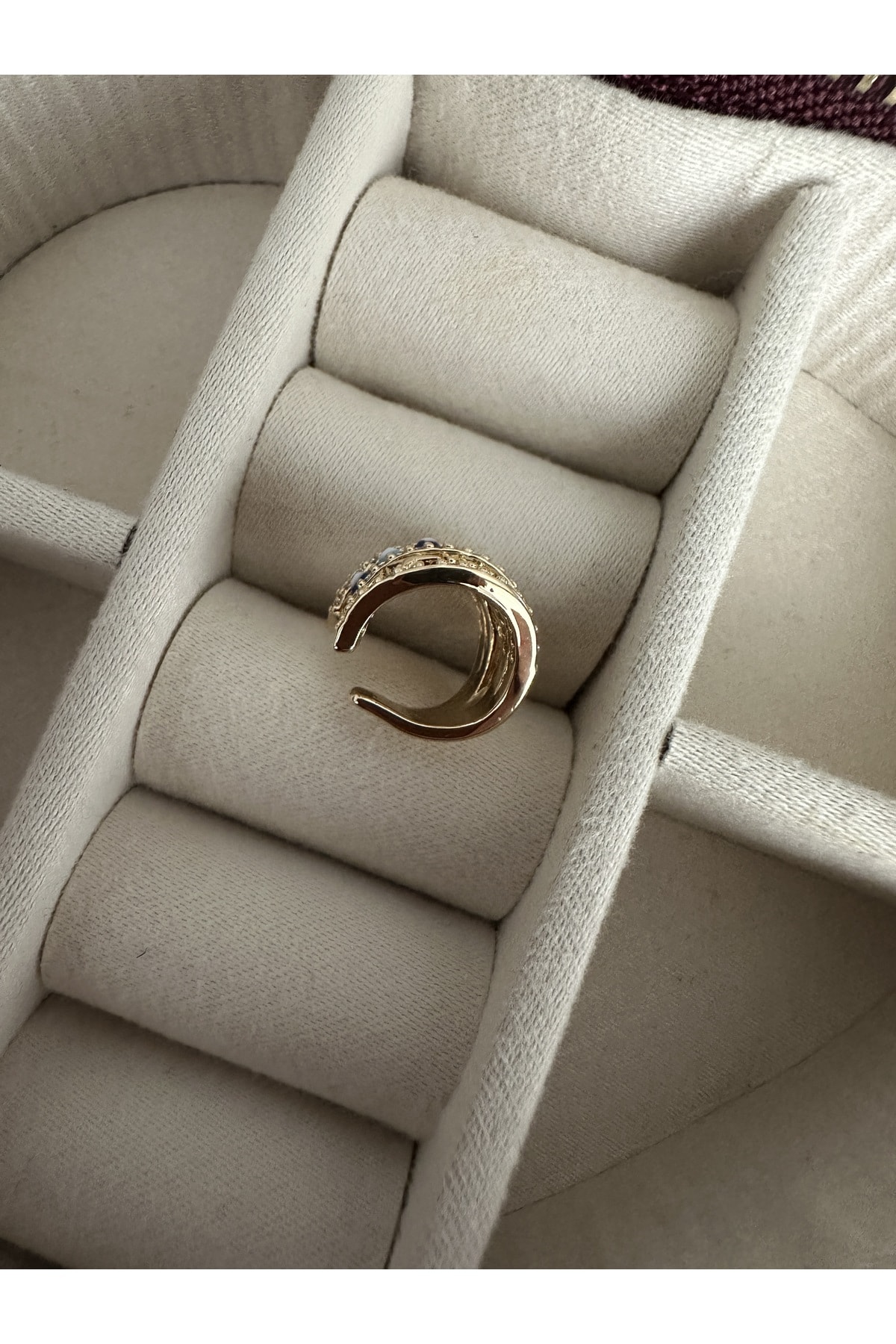 Gold Nazar Boncuklu Kıkırdak Küpe Earcuff