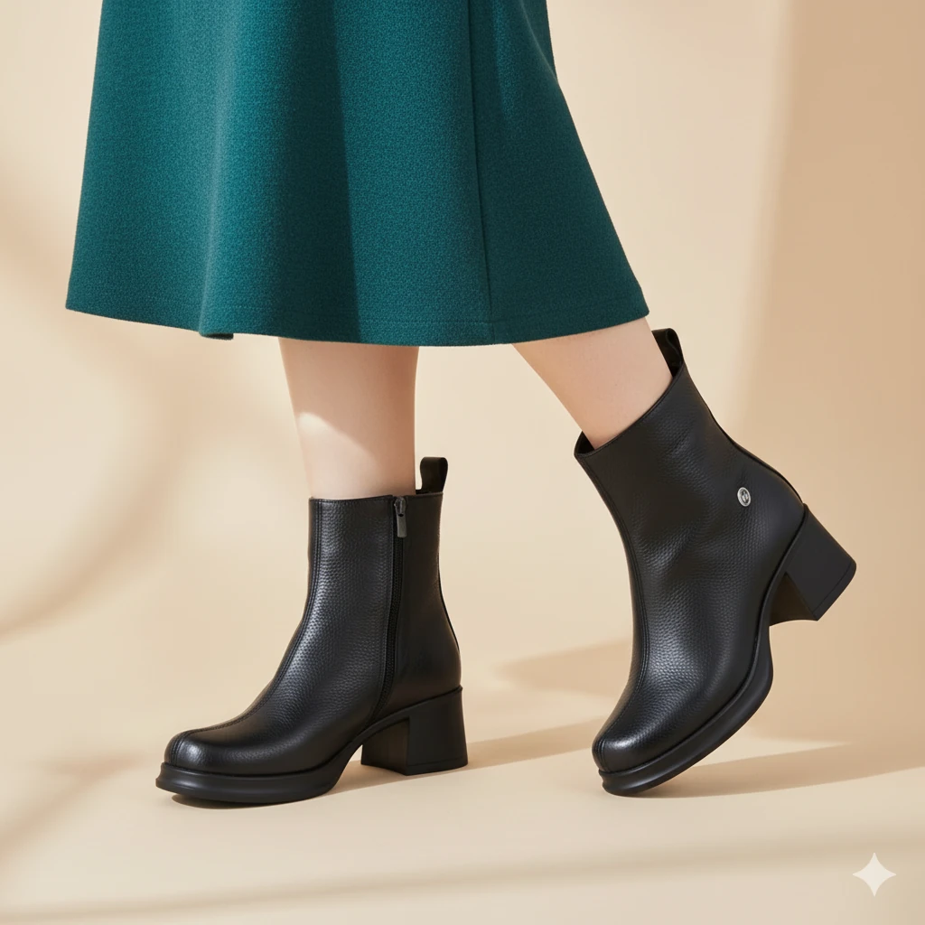 Mammamia D25KB-8560 Hakiki Deri Topuklu Kadın Bot