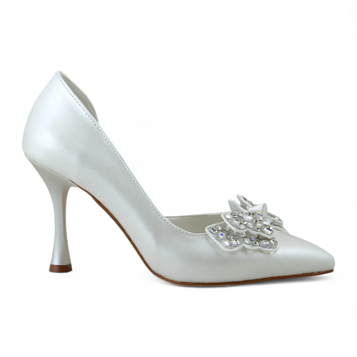 Beety 23 Taşlı Fiyonklu Topuklu Gelin Ayakkabısı
