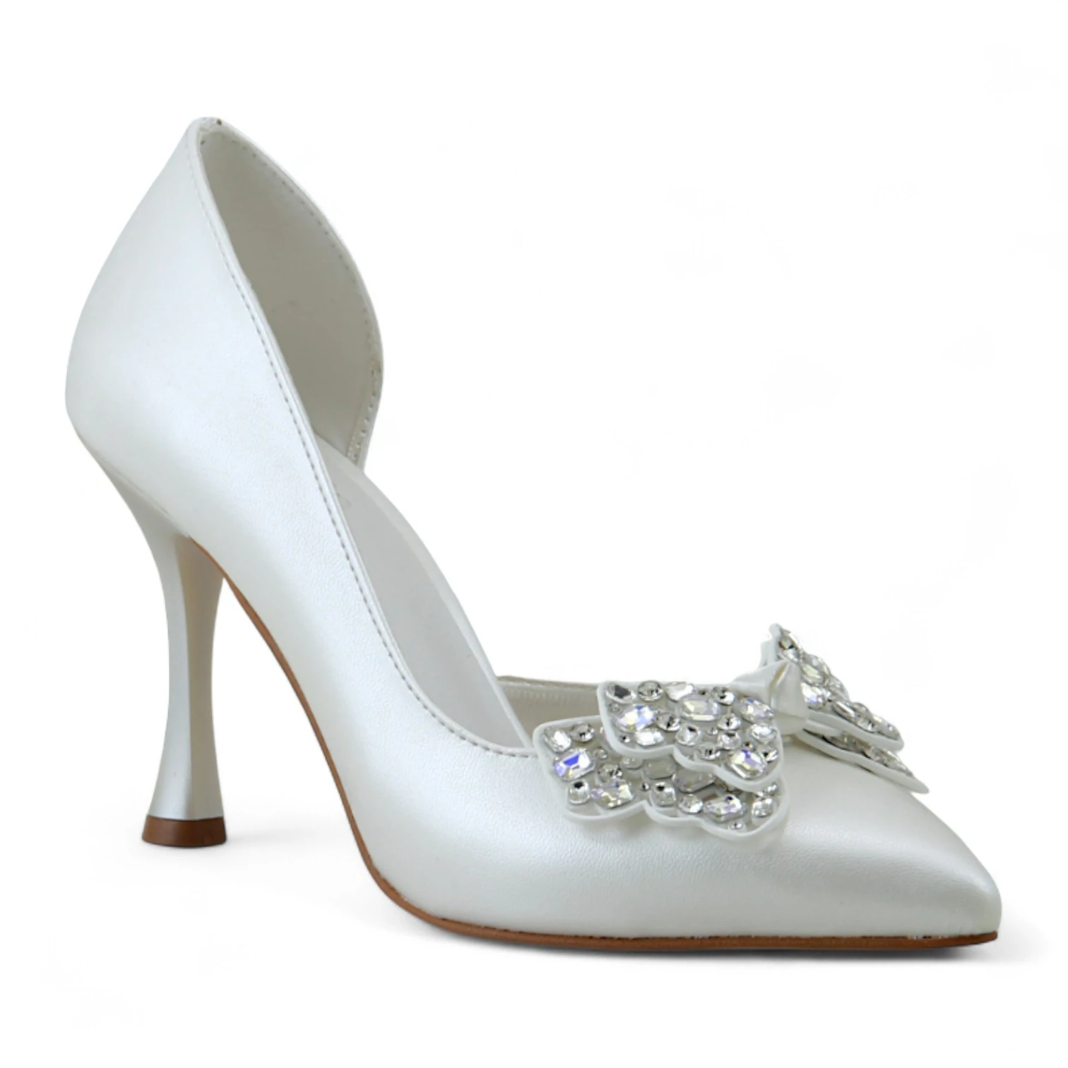 Beety 23 Taşlı Fiyonklu Topuklu Gelin Ayakkabısı - Sedef