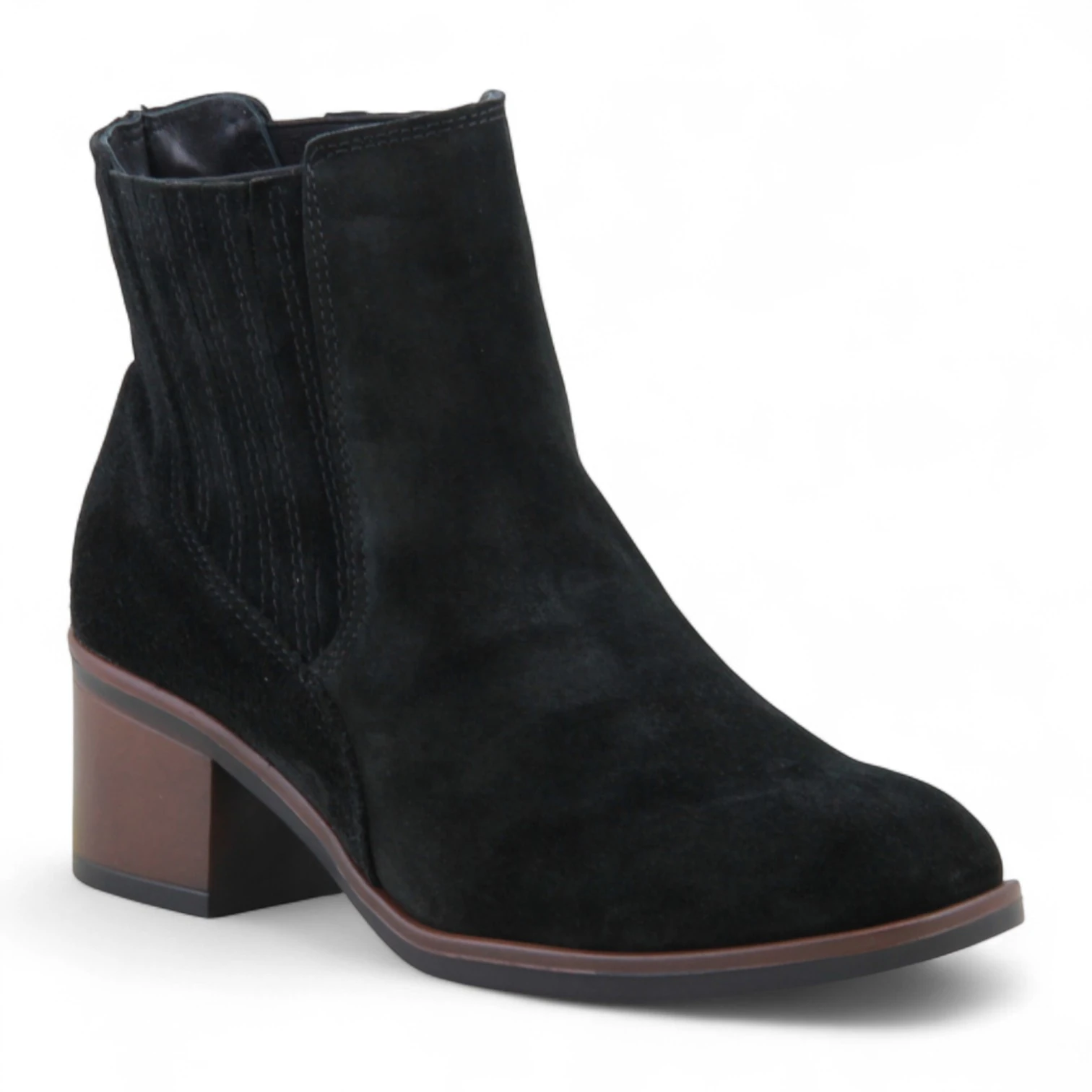 Mammamia D25KB-8250 Hakiki Deri Topuklu Kadın Bot - Siyah Süet