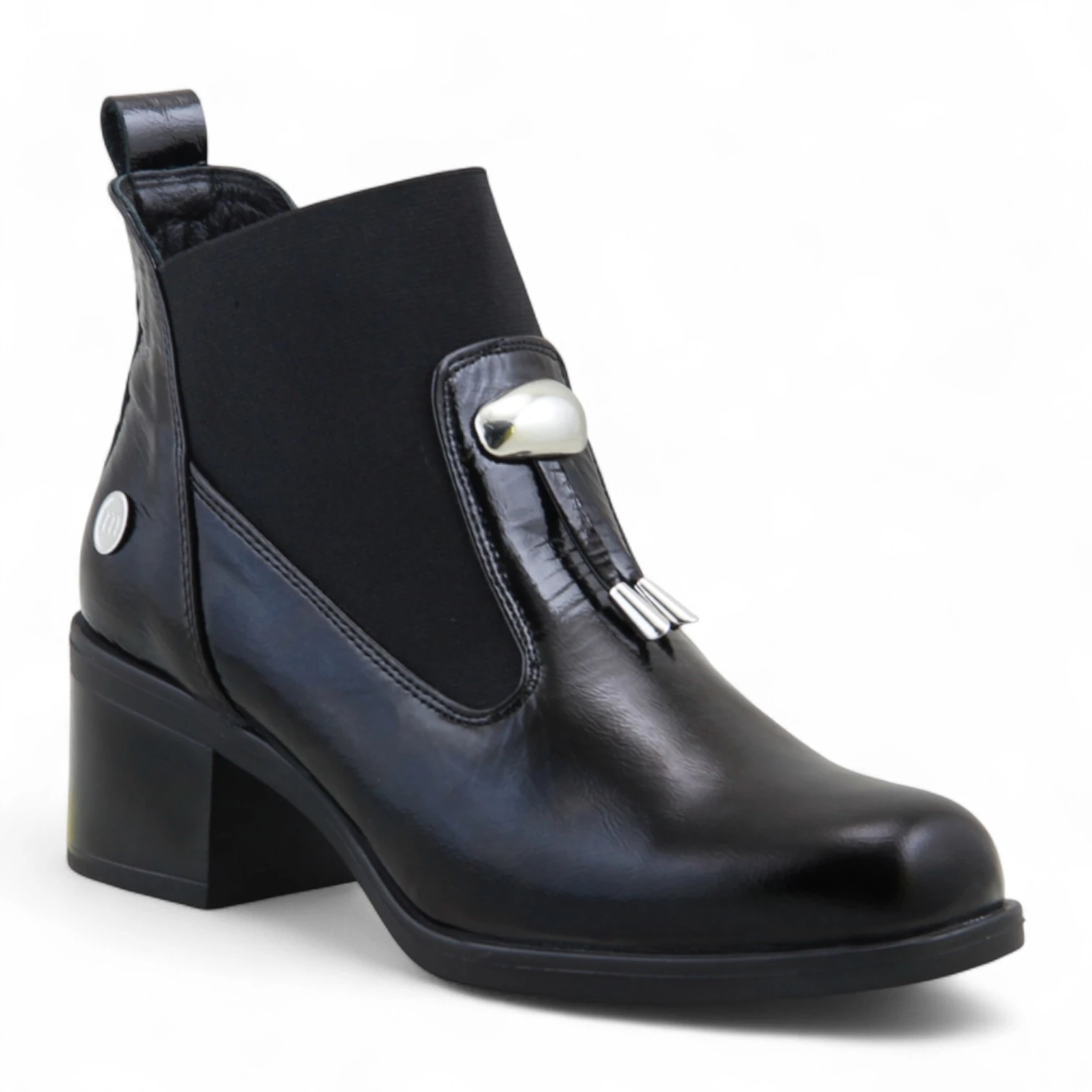 Mammamia D25KB-1805 Hakiki Deri Topuklu Kadın Bot - Siyah Rugan