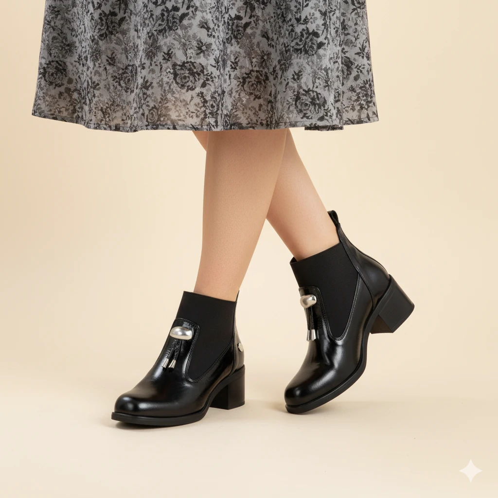 Mammamia D25KB-1805 Hakiki Deri Topuklu Kadın Bot