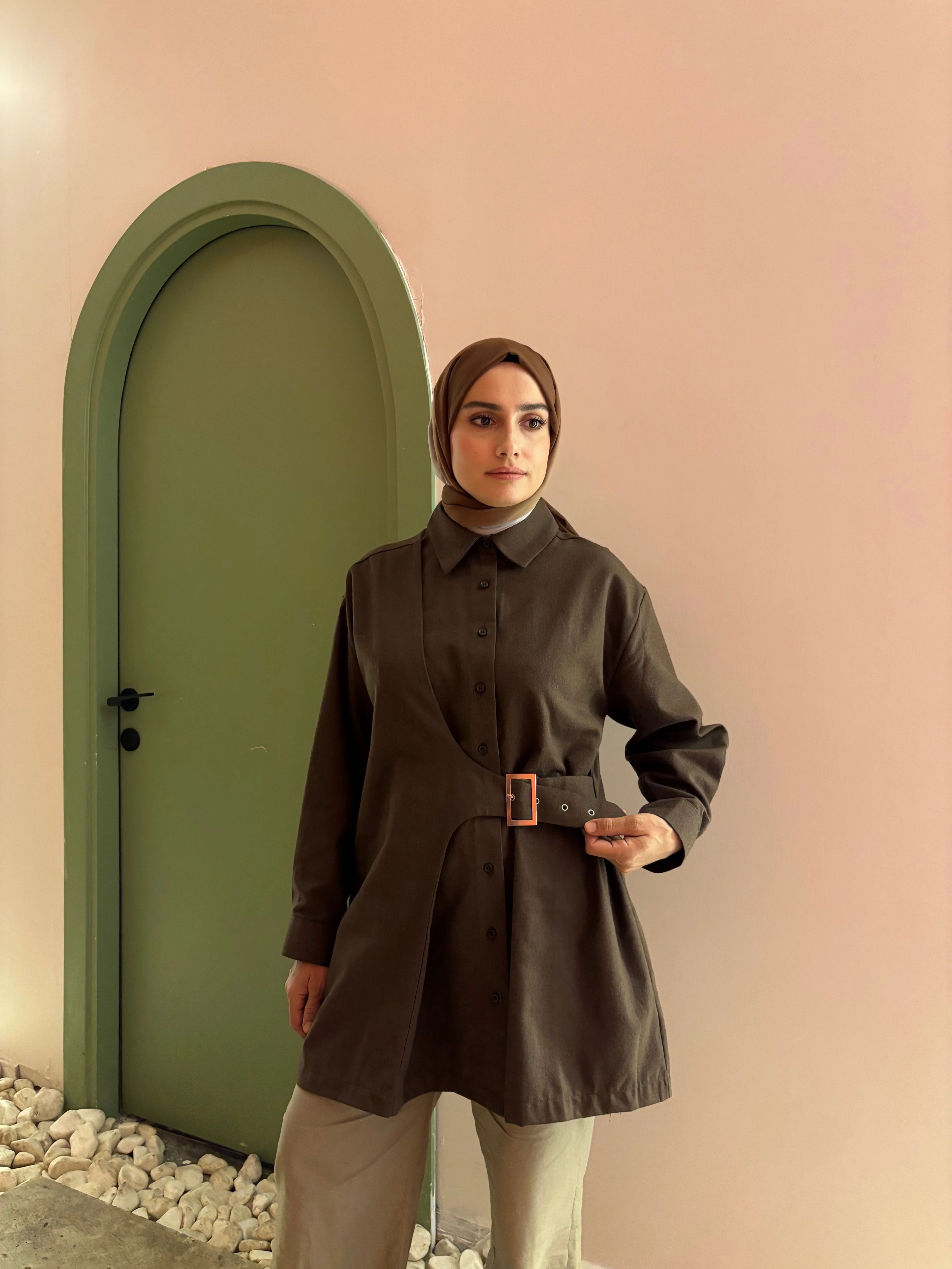 Tokalı Gömlek Kahverengi 