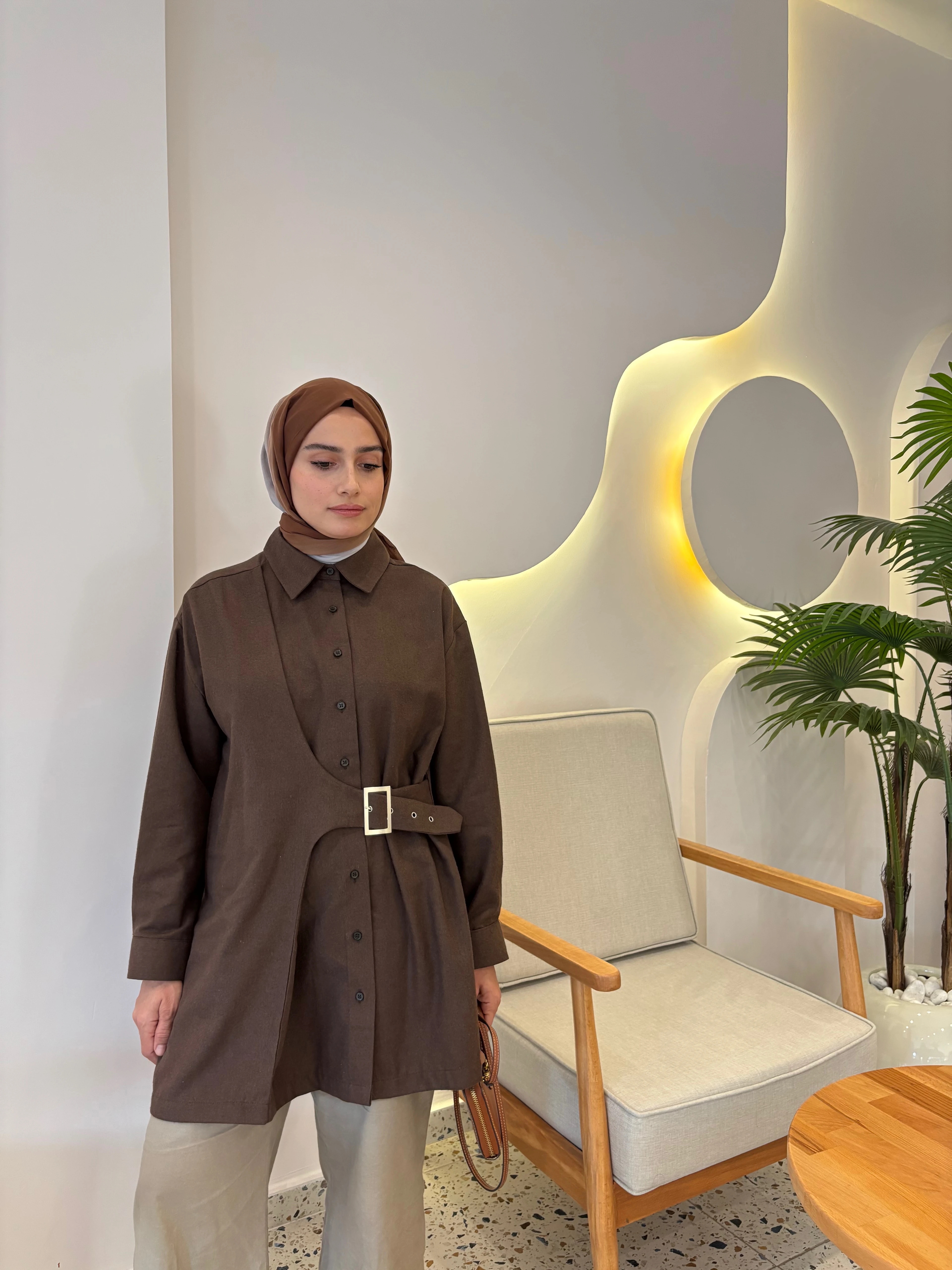 Tokalı Gömlek Kahverengi 