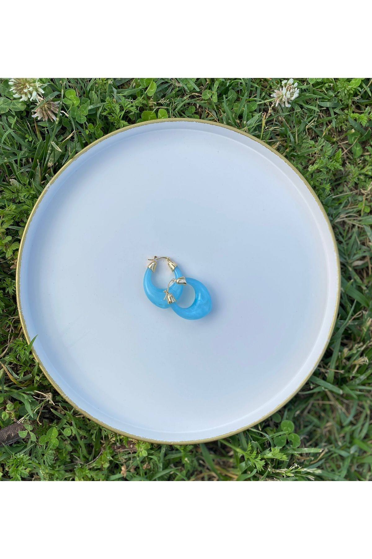 Oval Halka Küpe Akua Mavi