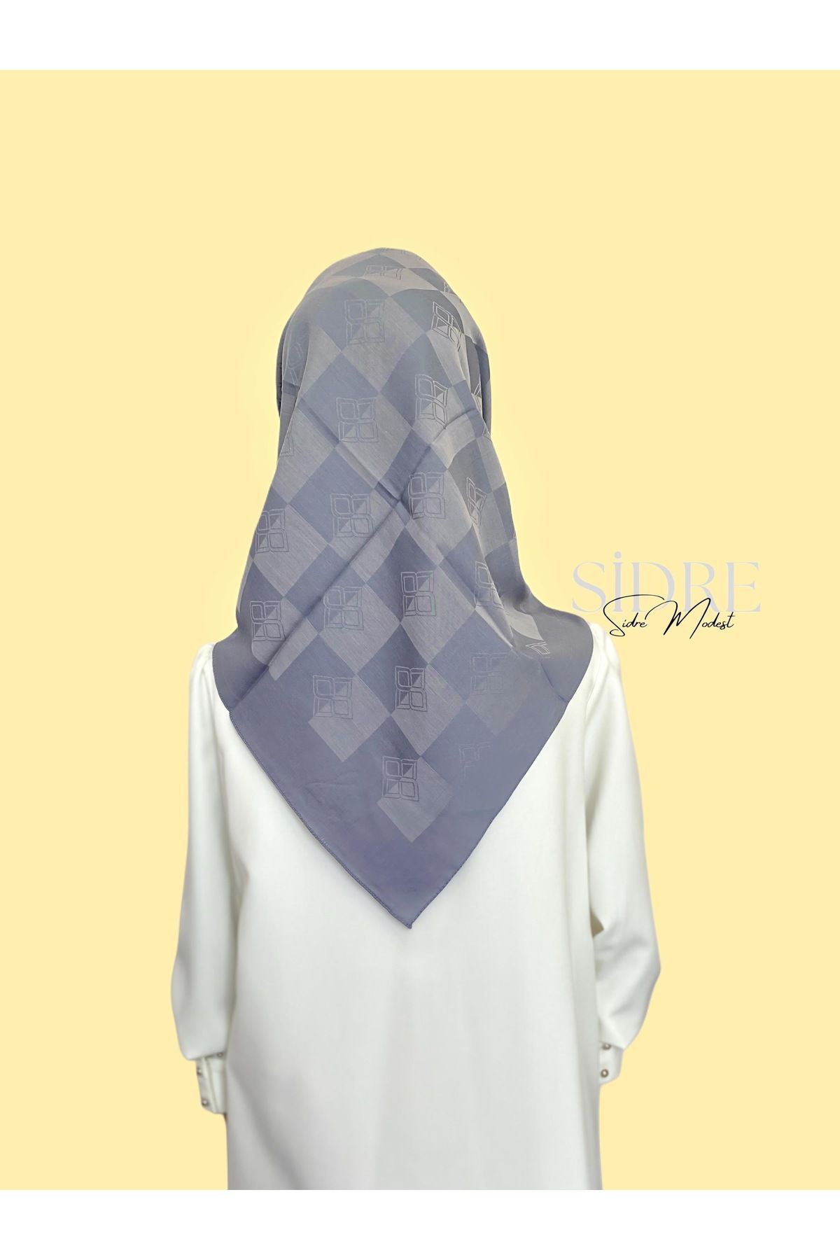 Soft Büyük Desen Gri Eşarp