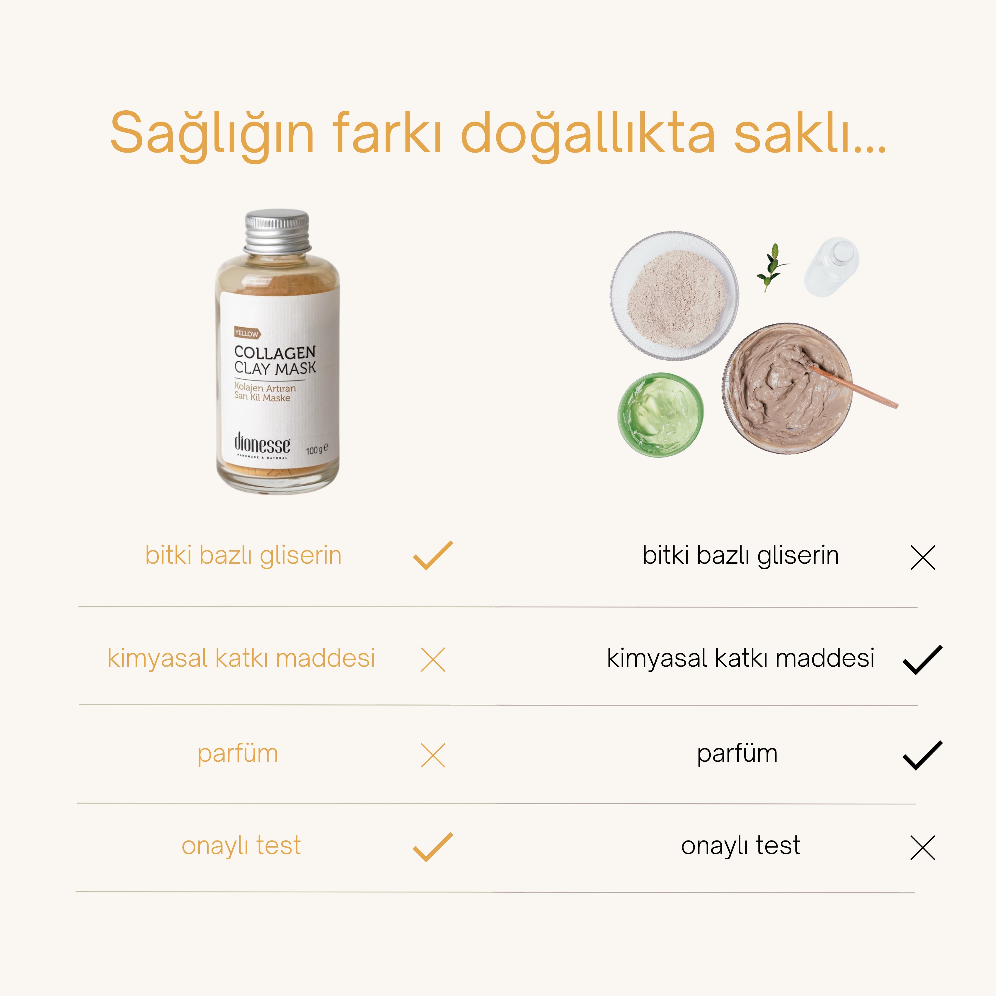 Kolajen Detoks Sarı Kil 100 gr | Kolajen Üretimini Destekleyen, Saç ve Cilt Yenileyici Doğal Maske