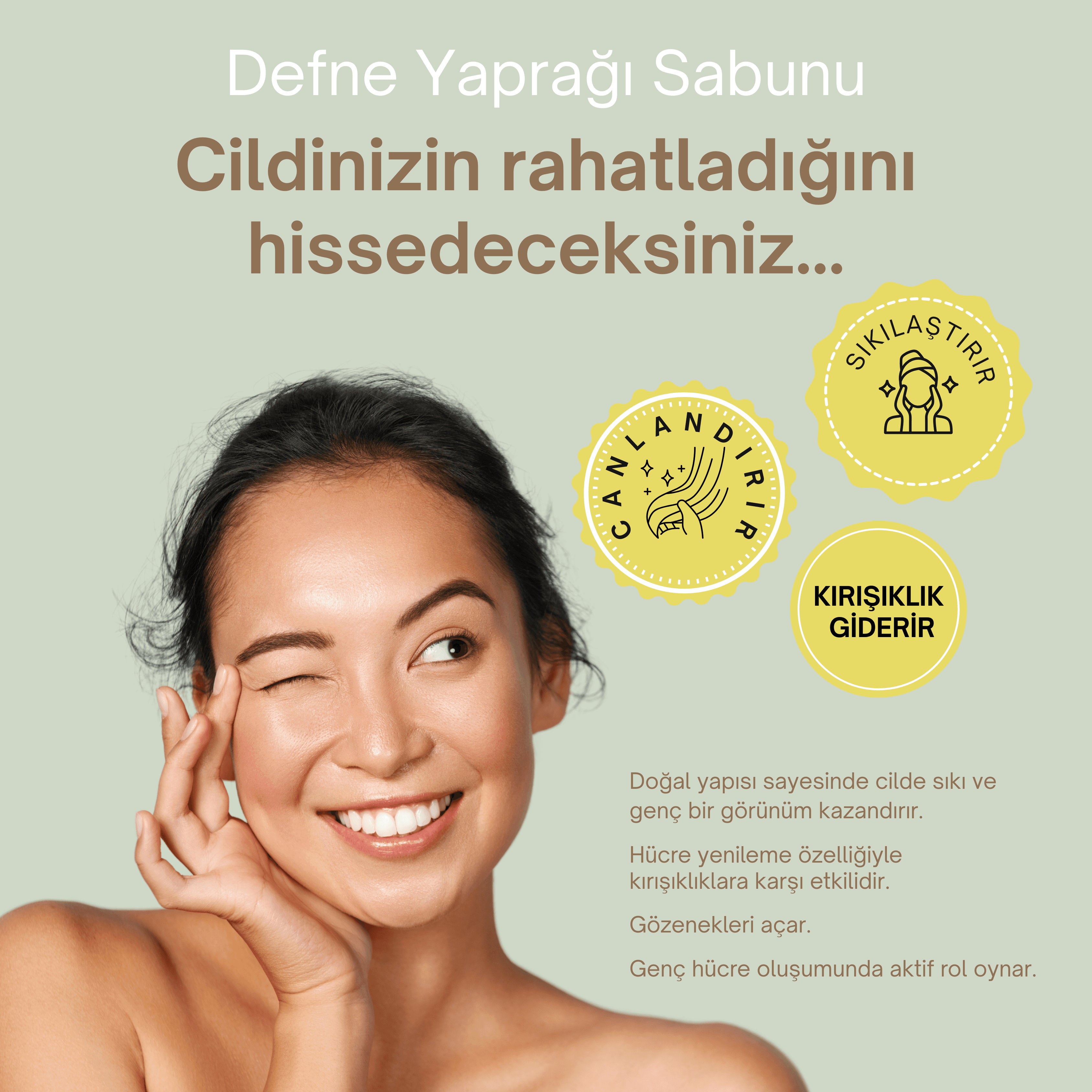 Doğal Defne Yaprağı Sabunu 120 gr | Hücre Yenileyici, Gözenek Açıcı ve Kepek Önleyici Katı Şampuan ve Cilt Sabunu