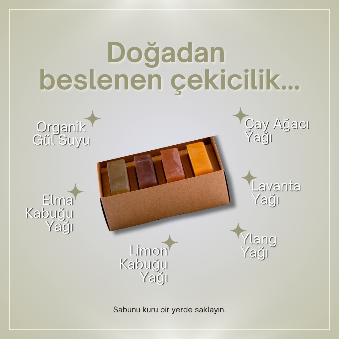 Kadınlar İçin Doğal Kil Sabunu Seti 4x120 gr - Yağlı, Hassas ve Olgun Ciltler İçin Doğal Kil Sabunları | Yüz, Vücut ve Saç Bakımı