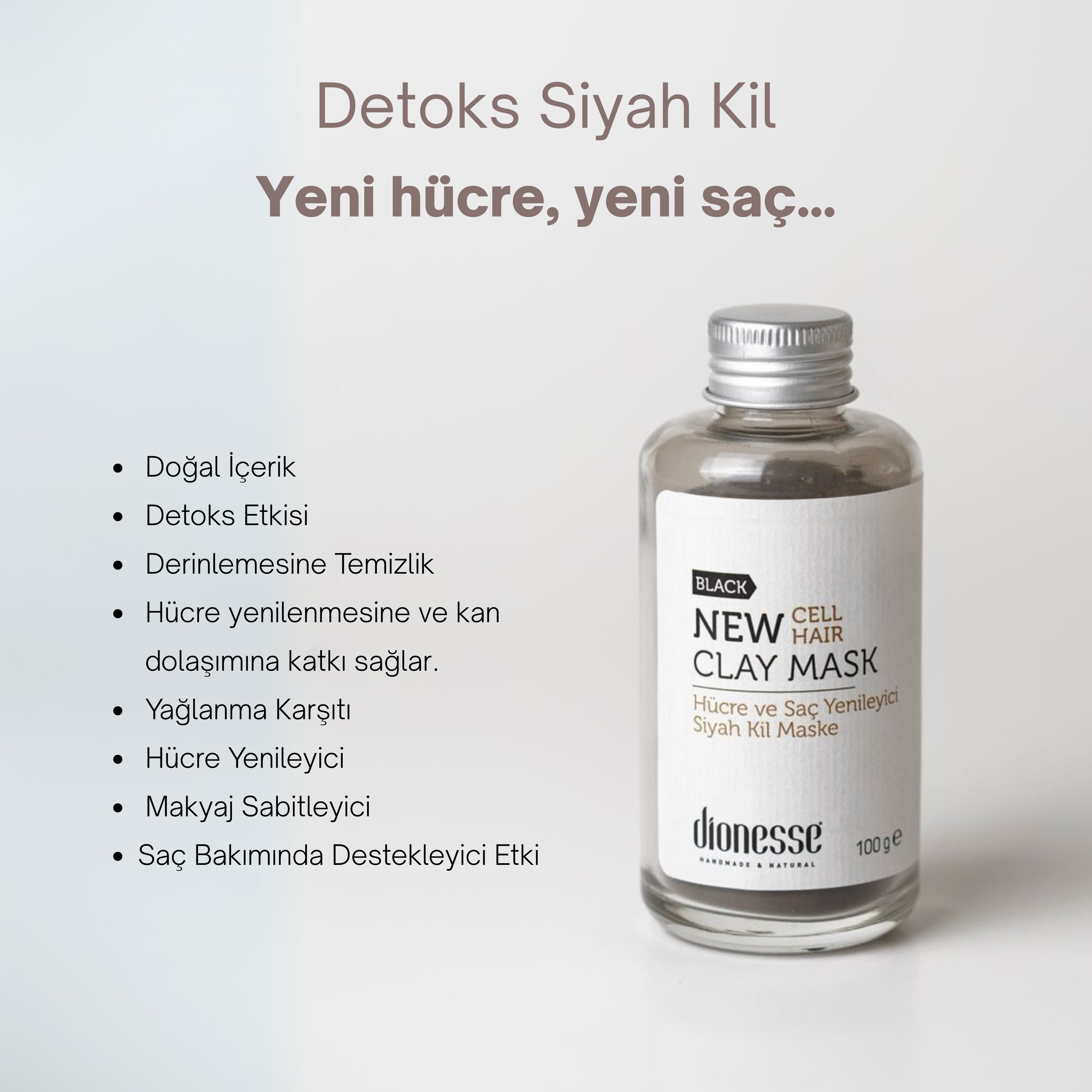 Yeni Hücre Yeni Saç Detoks Siyah Kil 100 gr | Hücre Yenileyici, Yağ ve Kepek Kontrolü, Saç Kırılmasını Önleyen Doğal Kil Maskesi