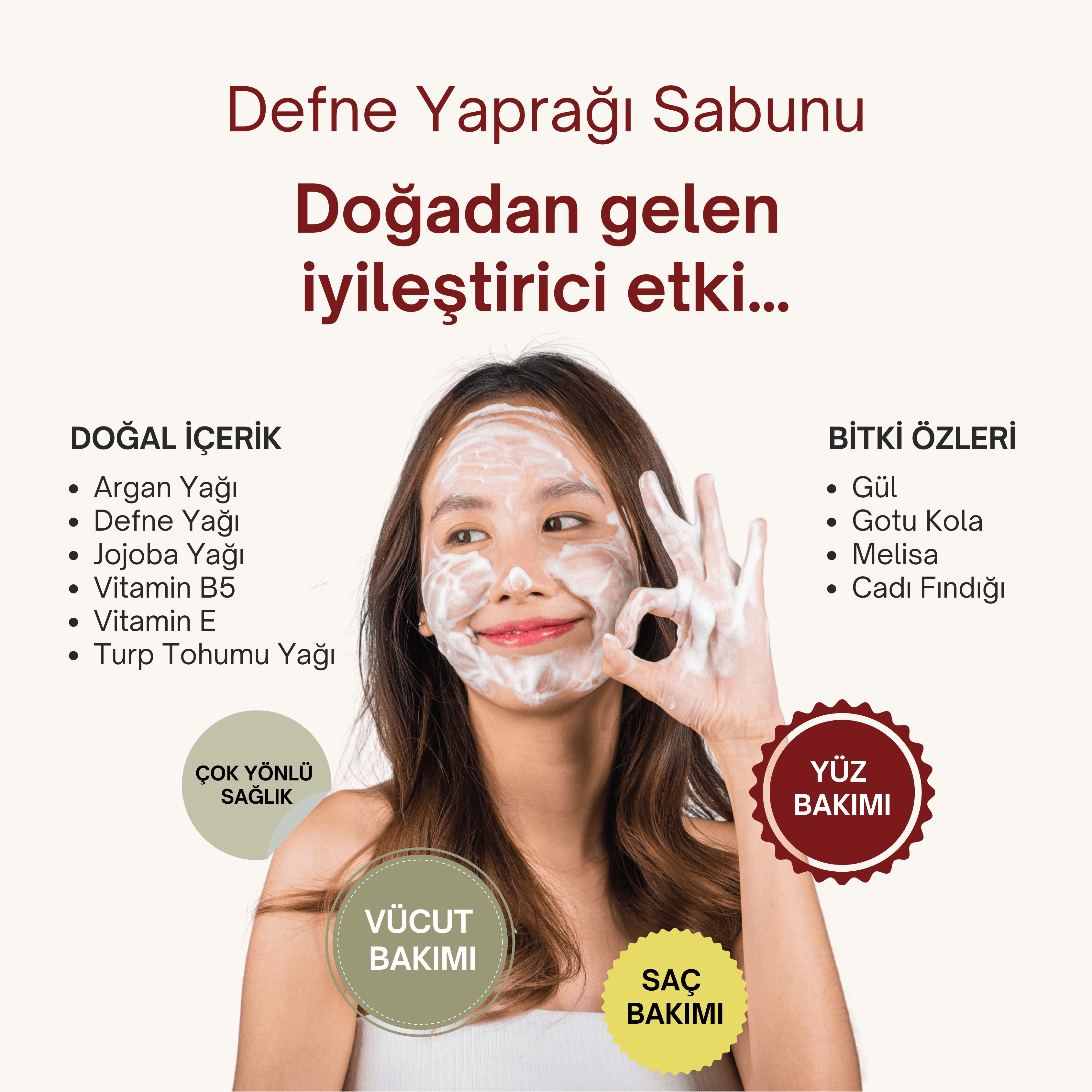 Doğal Defne Yaprağı Sabunu 120 gr | Hücre Yenileyici, Gözenek Açıcı ve Kepek Önleyici Katı Şampuan ve Cilt Sabunu