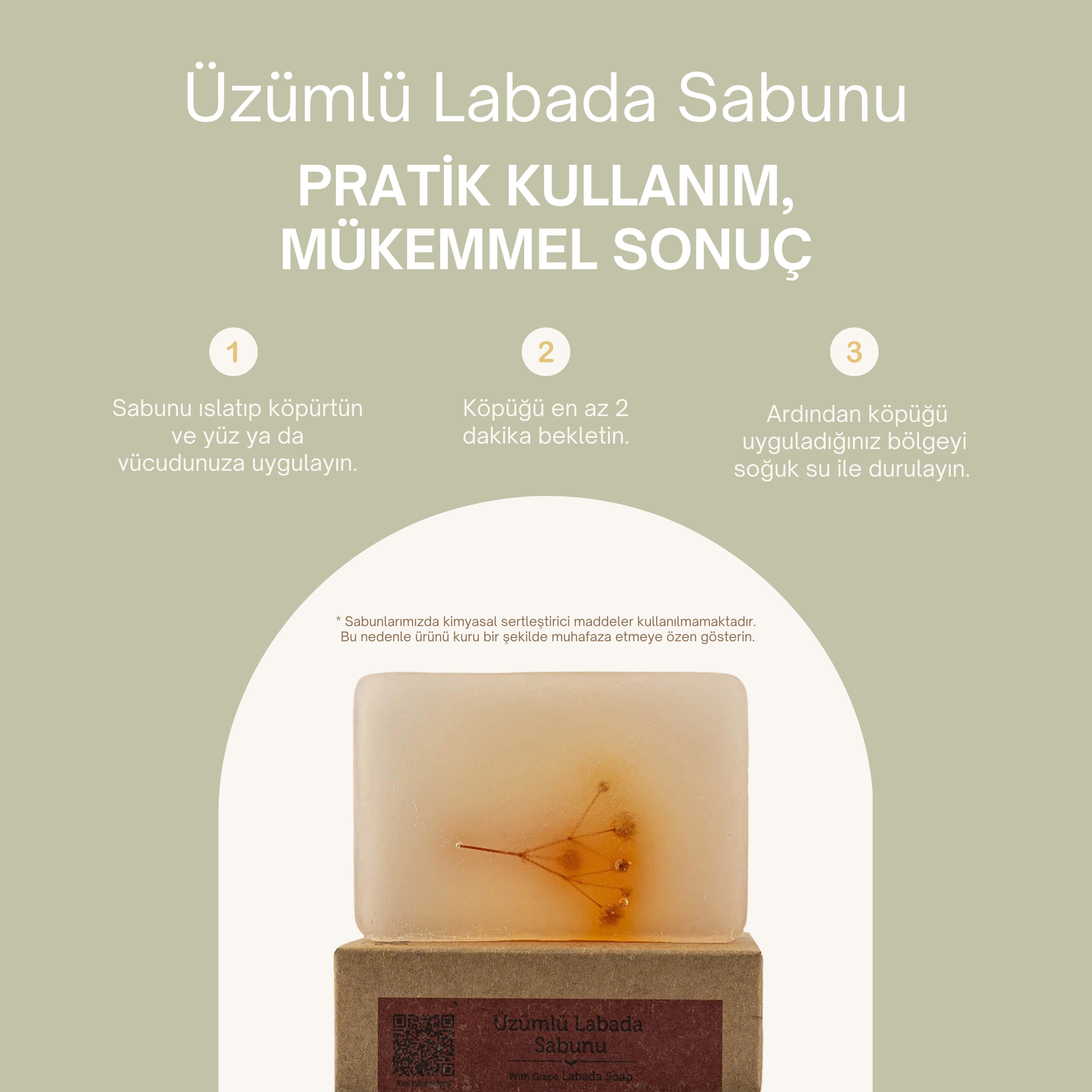 Doğal Üzümlü Labada Sabunu 120 gr - Yüz Aydınlatıcı ve Güneş Lekesi Giderici Sabun, Hamilelik Çatlaklarına Karşı