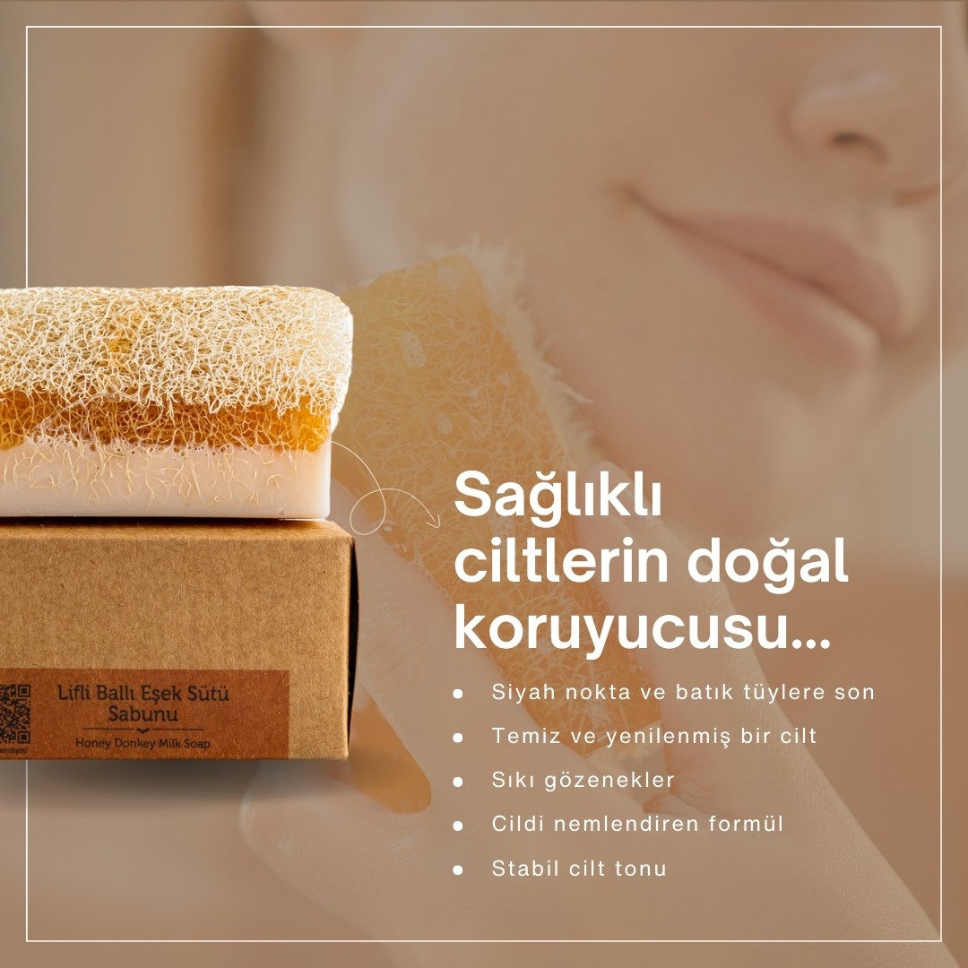 Doğal Kabak Lifli Ballı Eşek Sütü Sabunu 130 gr - Doğal Bal ve Kabak Lifi ile Zenginleştirilmiş, Cildi Besleyen ve Sıkılaştıran %100 El Yapımı Sabun