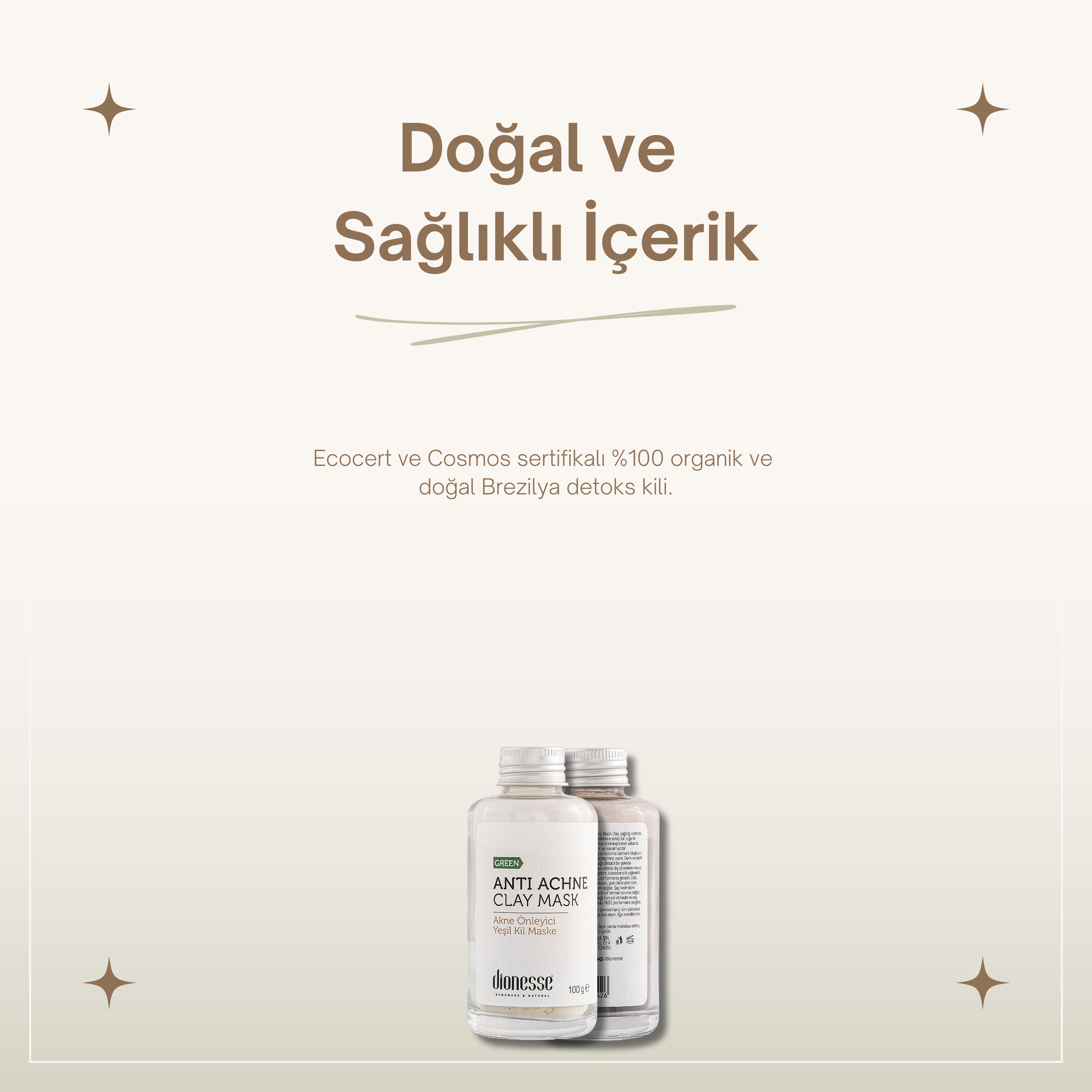 Anti Akne Detoks Yeşil Kil Maskesi 100 gr | Yağlı Cilt ve Saçlar İçin Detoks Etkili, Sebum Dengeleyici, Sivilce ve Leke Karşıtı Cilt Bakımı