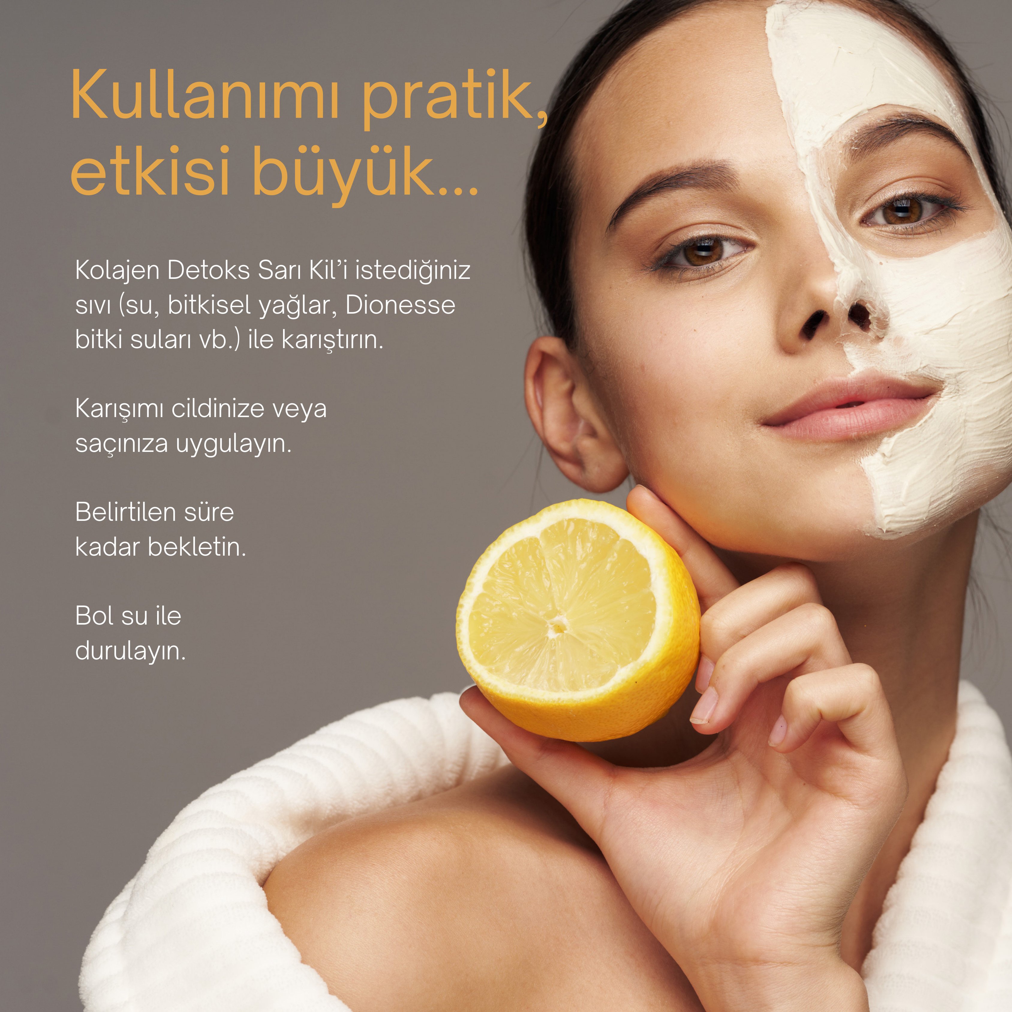 Kolajen Detoks Sarı Kil 100 gr | Kolajen Üretimini Destekleyen, Saç ve Cilt Yenileyici Doğal Maske