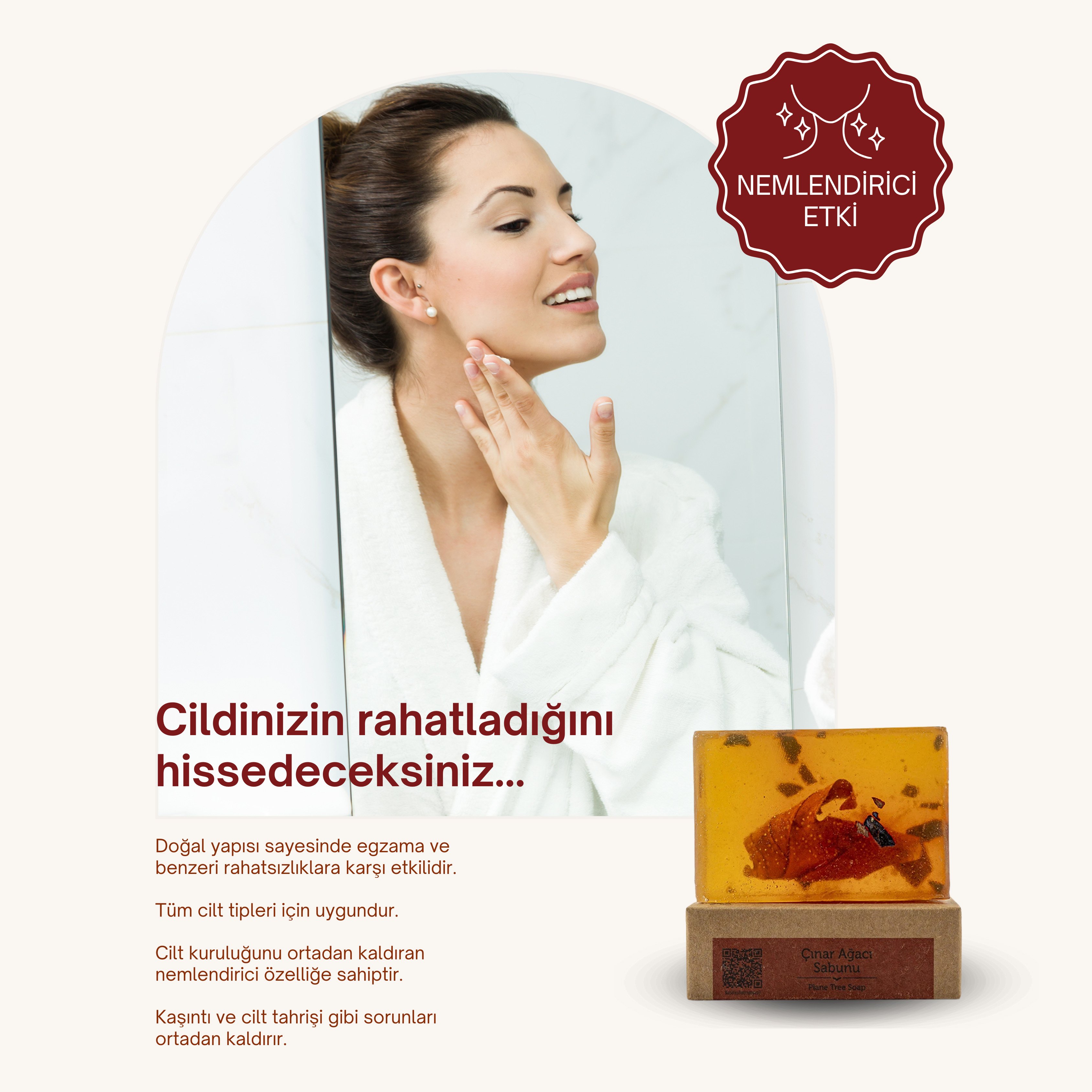 Doğal Çınar Ağacı Sabunu 120 gr - Egzama ve Kaşıntıya Karşı Doğal Çözüm, Cilt Kuruluğunu Giderici El Yapımı Sabun