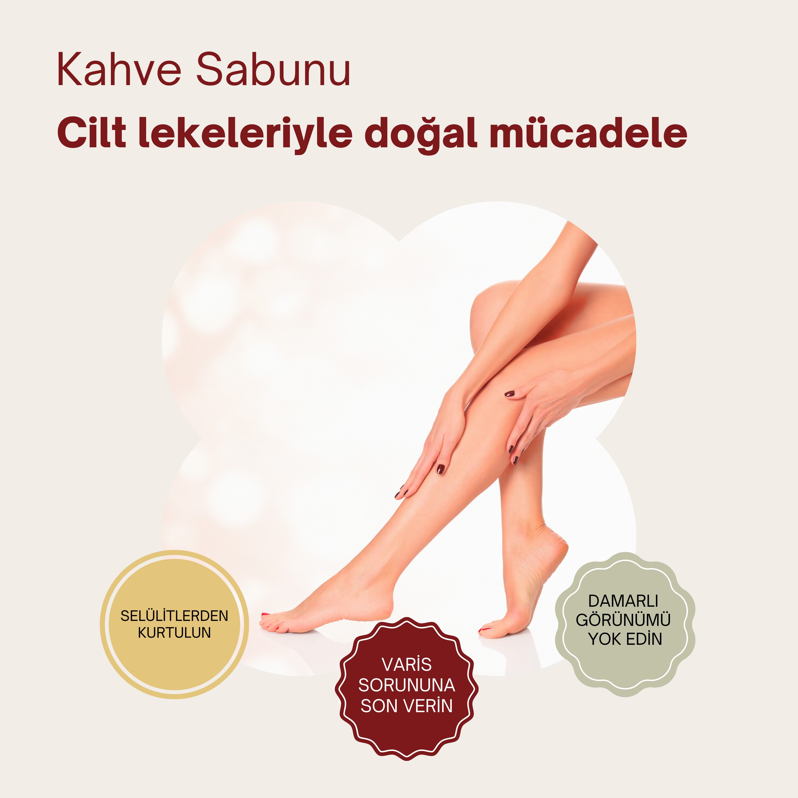 Doğal Kahve Sabunu 120 gr - Selülit ve Varis Karşıtı, Cilt Yenileyici Doğal Sabun