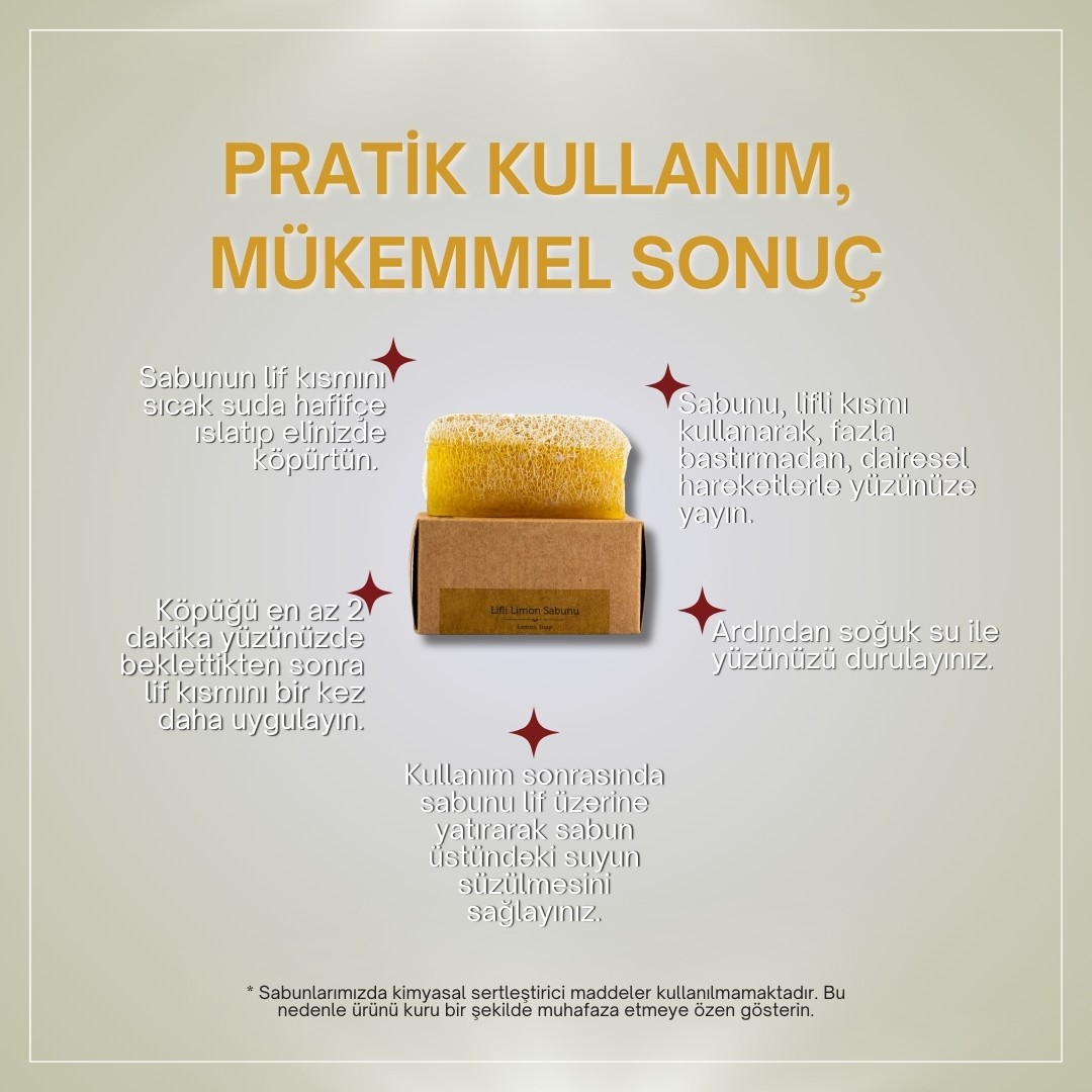 Doğal Kabak Lifli Limon Sabunu 130 gr | Yağlı Ciltler İçin Derinlemesine Temizleyici ve Peeling Sabunu