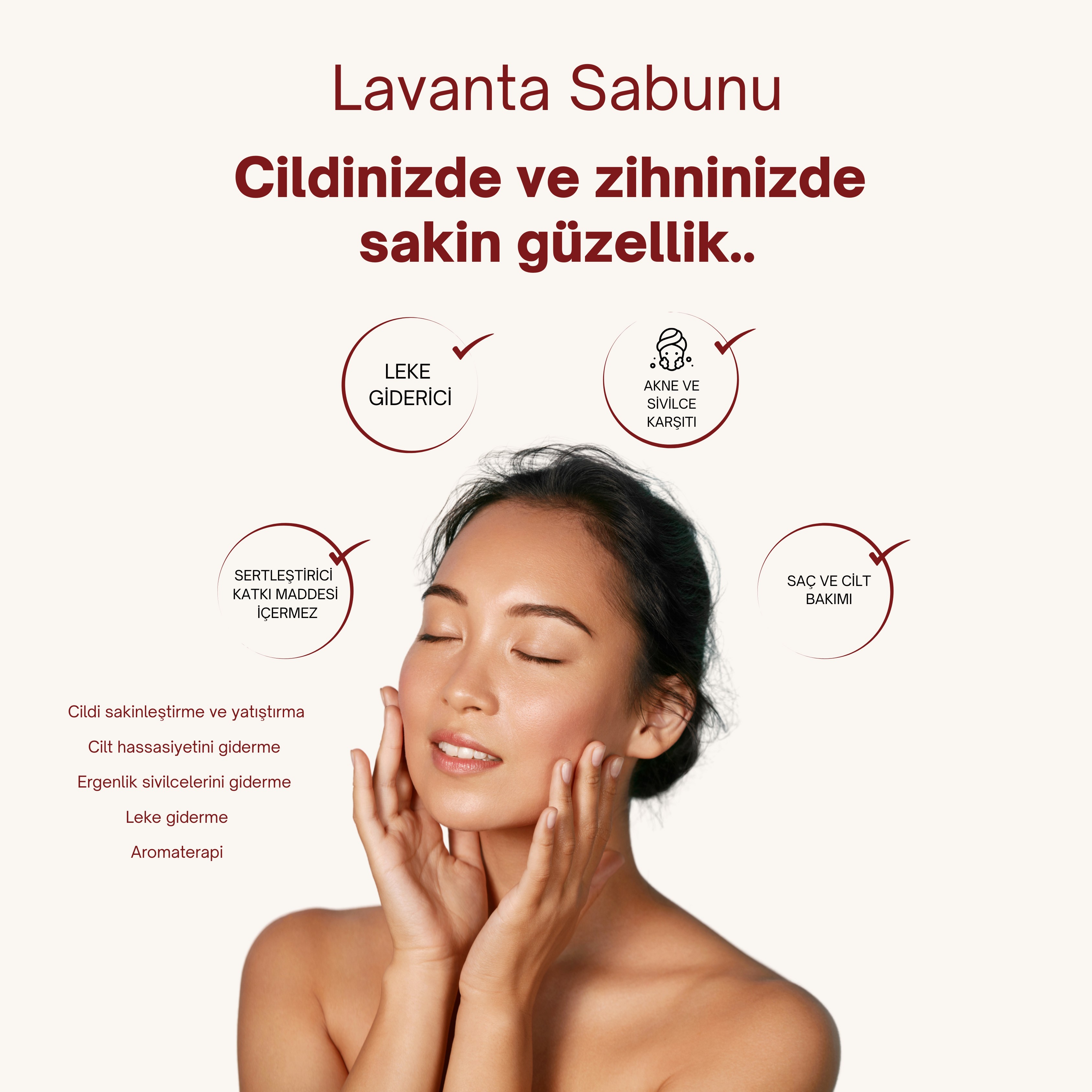 Doğal Lavanta Sabunu 120 gr - Katı Şampuan ve Cilt Sabunu, Akne ve Cilt Lekelerine Karşı Etkili