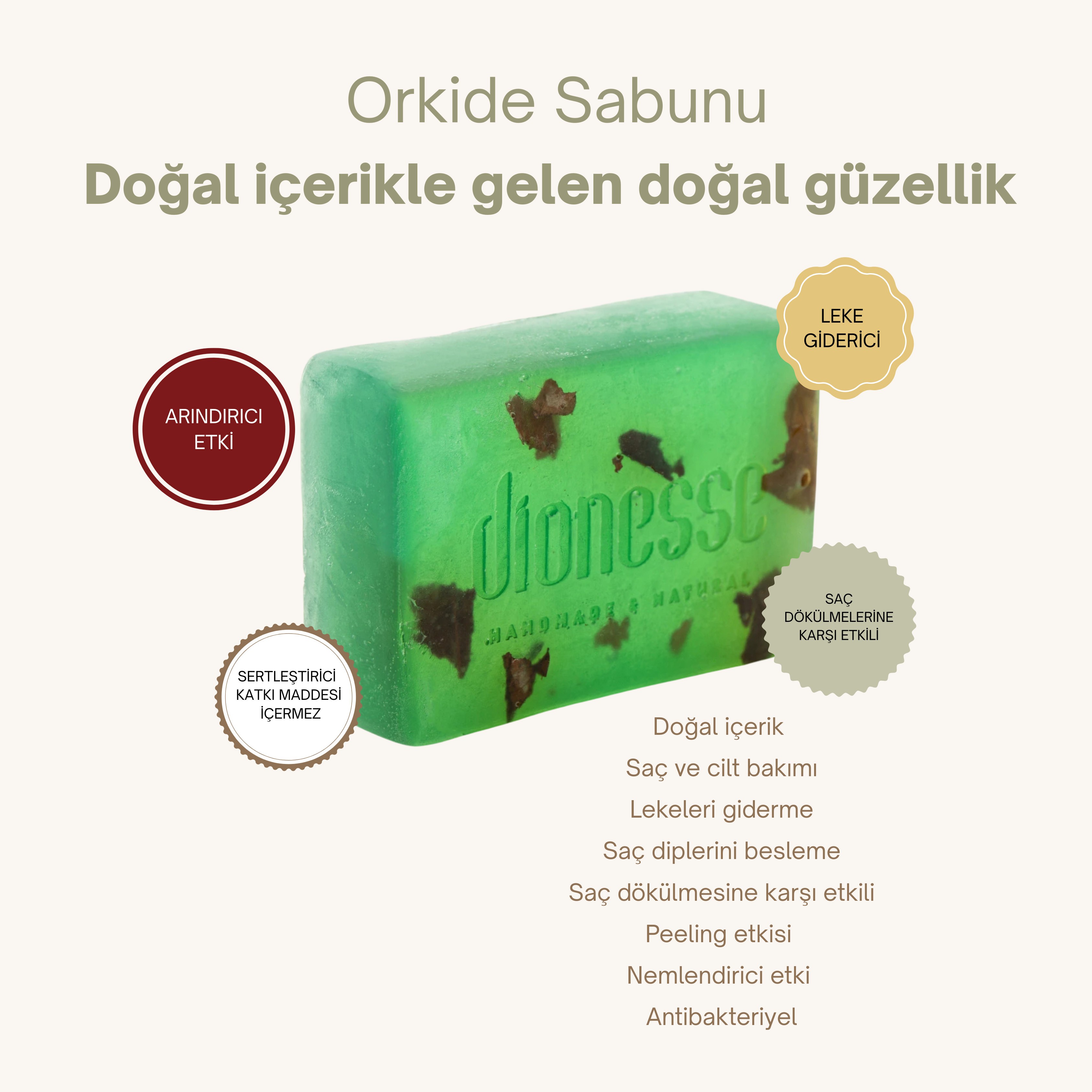 Orkide Sabunu 120 gr | Saç Dökülmesine Karşı Etkili, Cilt Lekesi Giderici, Doğal Katı Şampuan