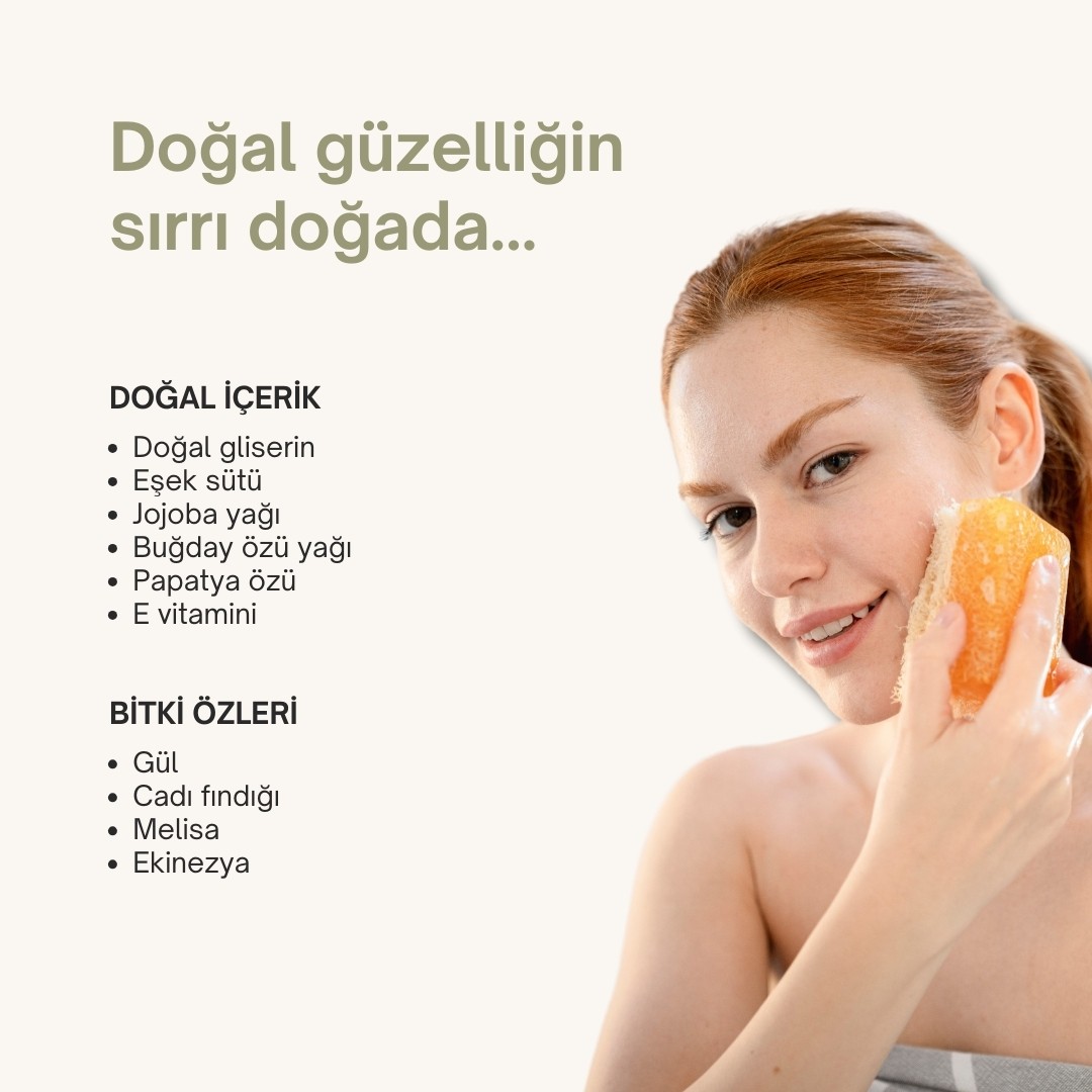 Doğal Kabak Lifli Eşek Sütü Sabunu 130 gr - Lekelere Karşı Etkili, Hücre Yenileyici El Yapımı Yüz, Vücut ve Saç Sabunu