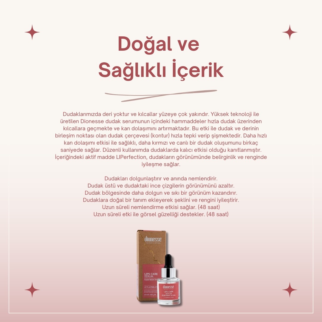 Dudak Bakım Serumu 20 ml - Anında Dolgunluk, Uzun Süreli Nemlendirme, Doğal ve Sağlıklı Dudak Bakımı
