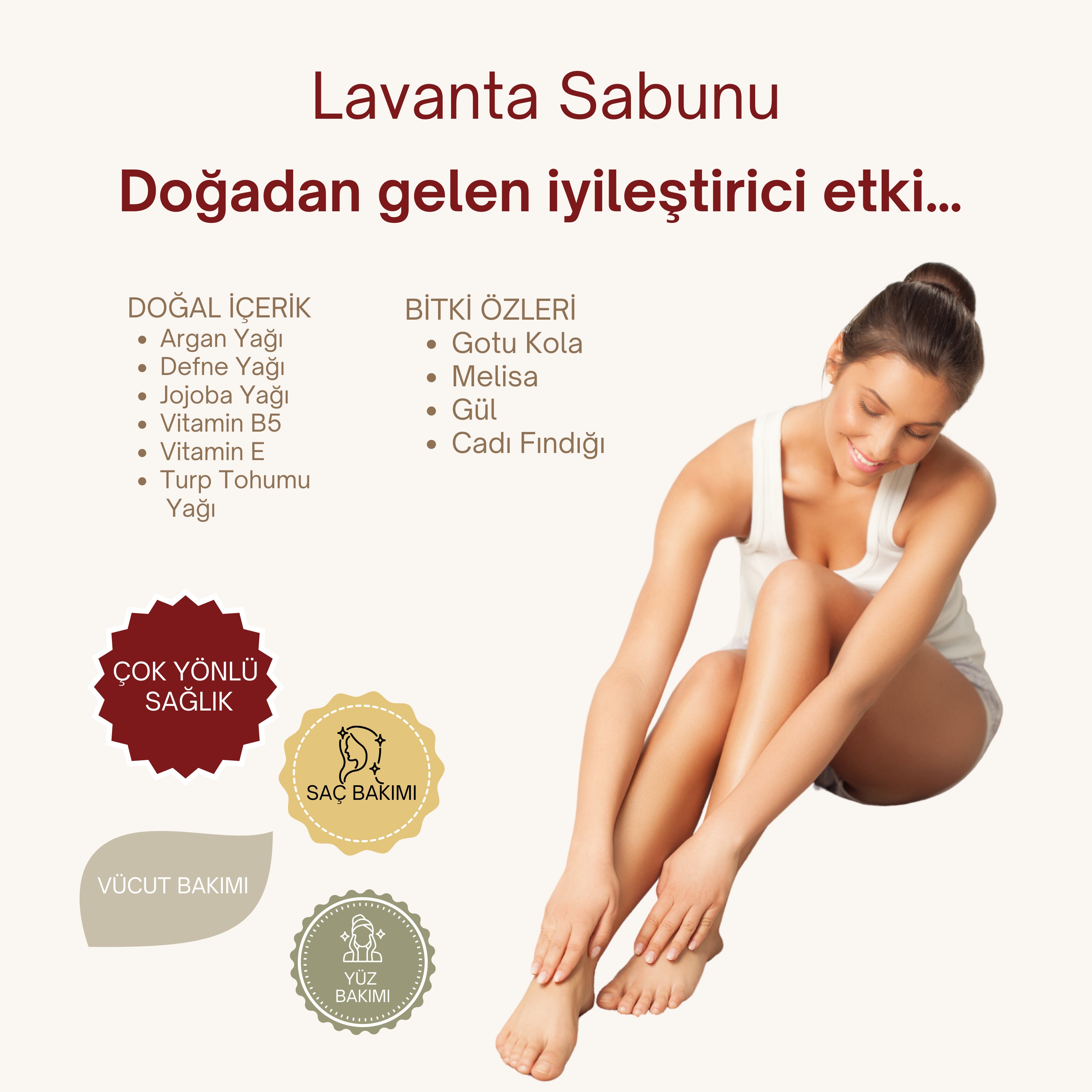Doğal Lavanta Sabunu 120 gr - Katı Şampuan ve Cilt Sabunu, Akne ve Cilt Lekelerine Karşı Etkili