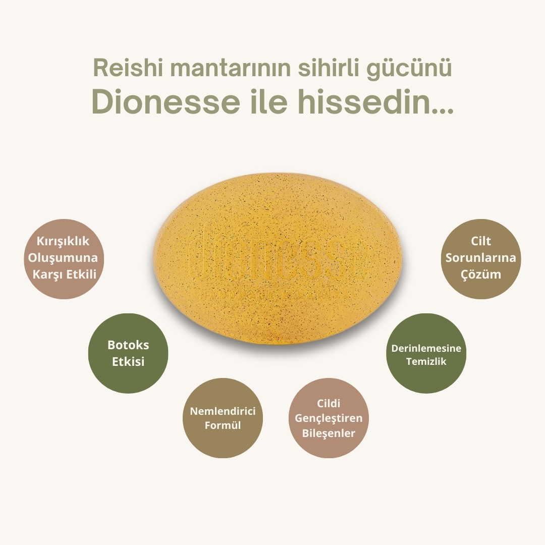 Doğal Yenileyici Reishi Mantarı Sabunu 90 gr - Anında Botoks Etkili, Kırışıklık, Sivilce ve Cilt Lekeleri Karşıtı, Antioksidan Destekli