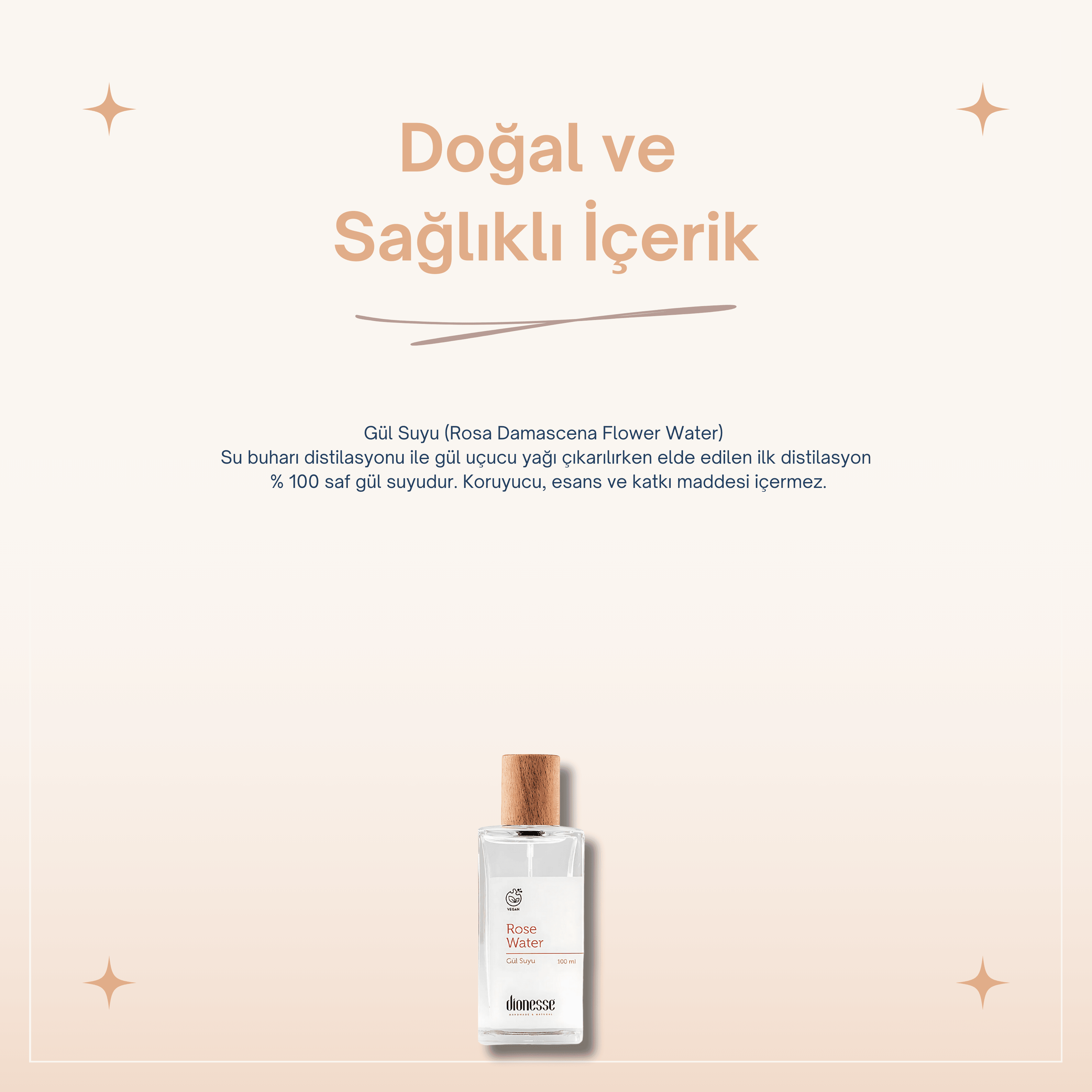Saf Gül Suyu 100 ml - %100 Doğal Yüz Toniği, Gül Suyu ile Gözenek Sıkılaştırıcı ve Nemlendirici Bakım