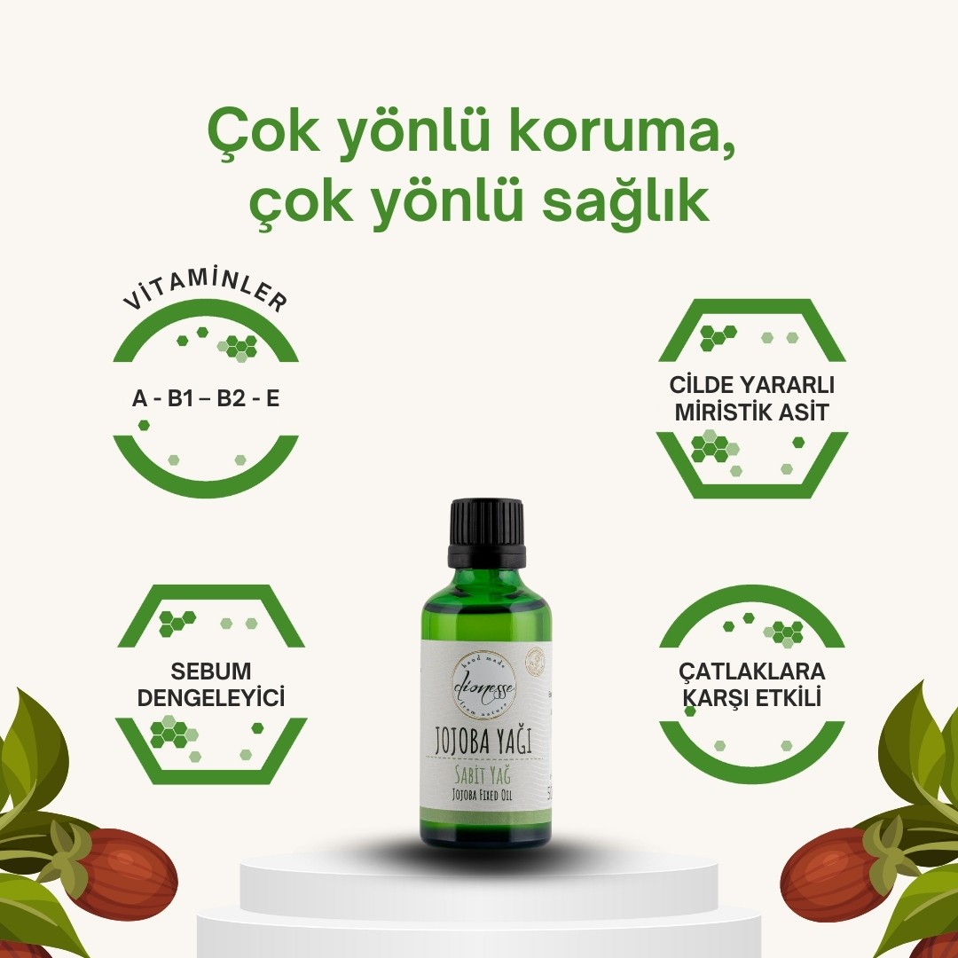 %100 Saf Soğuk Sıkım Jojoba Yağı 50 ml 