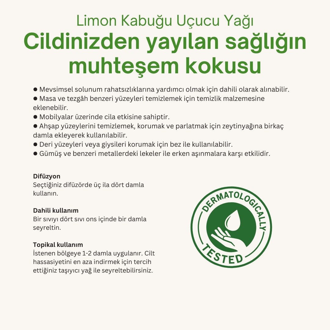 %100 Saf Limon Kabuğu Yağı 10 ml 
