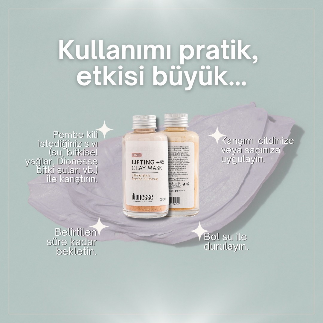 Lifting +45 Detoks Pembe Kil Maskesi 100 gr | Olgun ve Hassas Ciltler İçin Gençleştirici, Kırışıklık Karşıtı ve Detoks Etkili