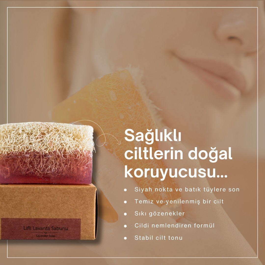 Doğal Kabak Lifli Lavanta Sabunu 130 gr | Aromaterapi Etkili Doğal Peeling Sabunu