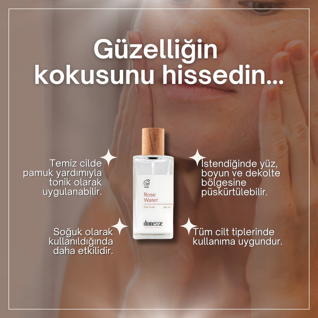 Saf Gül Suyu 100 ml - %100 Doğal Yüz Toniği, Gül Suyu ile Gözenek Sıkılaştırıcı ve Nemlendirici Bakım