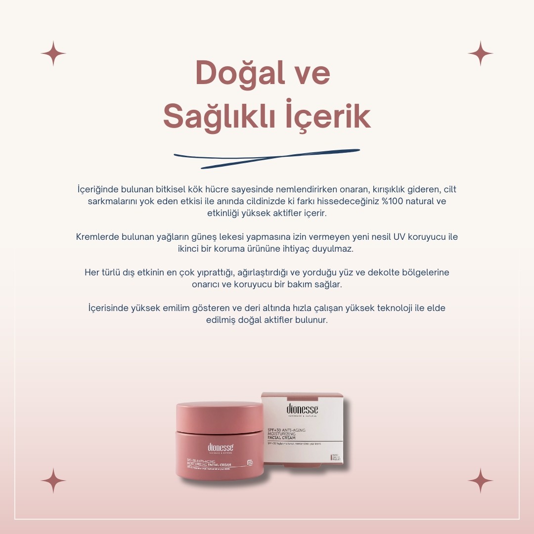 Nemlendirici - Yaşlanma Karşıtı SPF 30 Krem 50 ml | Cilt Yenileyici, Yoğun Nemlendirici ve UV Koruyucu