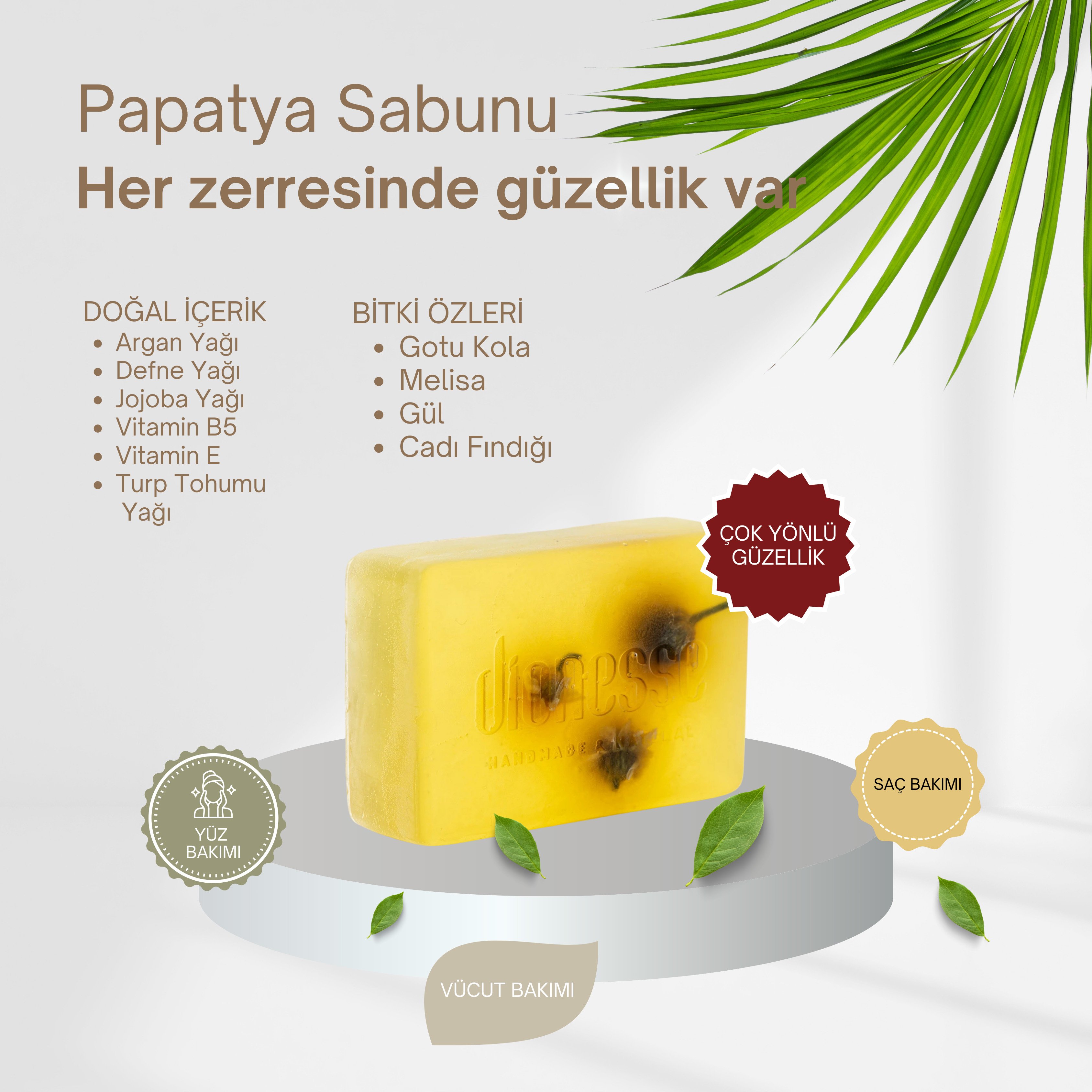 Doğal Papatya Sabunu 120 gr - Yağlı Ciltler İçin Doğal Bakım, Sıkılaştırıcı Botoks Etkili, Papatya Yağı ve Taneleri ile Saç ve Cilt Temizliği