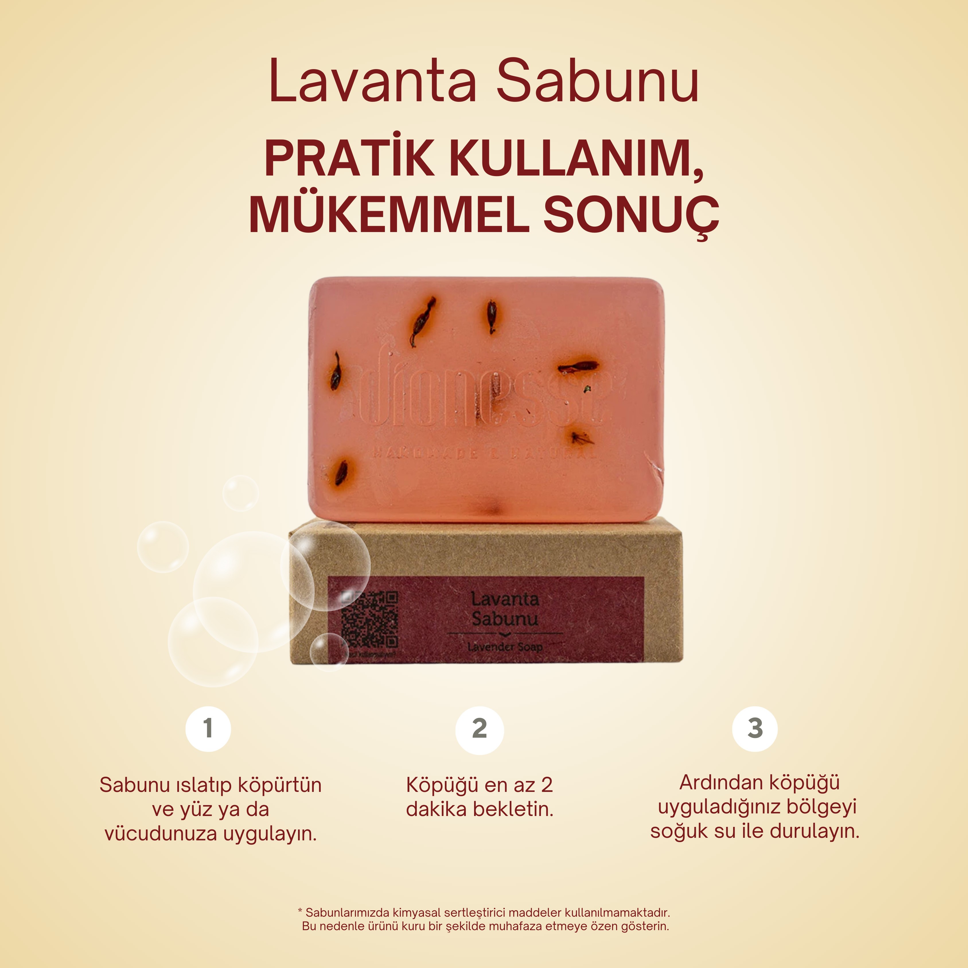 Doğal Lavanta Sabunu 120 gr - Katı Şampuan ve Cilt Sabunu, Akne ve Cilt Lekelerine Karşı Etkili