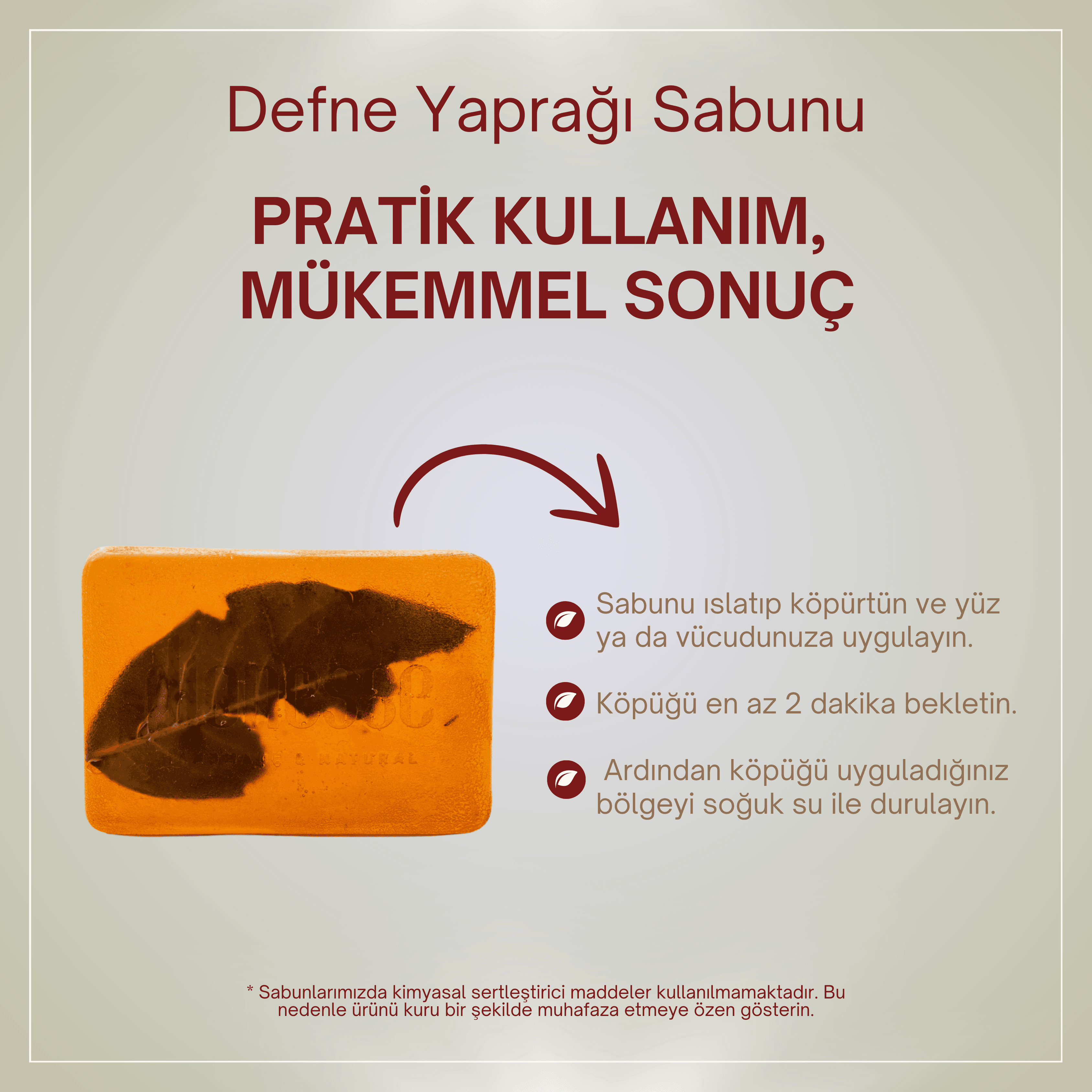 Doğal Defne Yaprağı Sabunu 120 gr | Hücre Yenileyici, Gözenek Açıcı ve Kepek Önleyici Katı Şampuan ve Cilt Sabunu