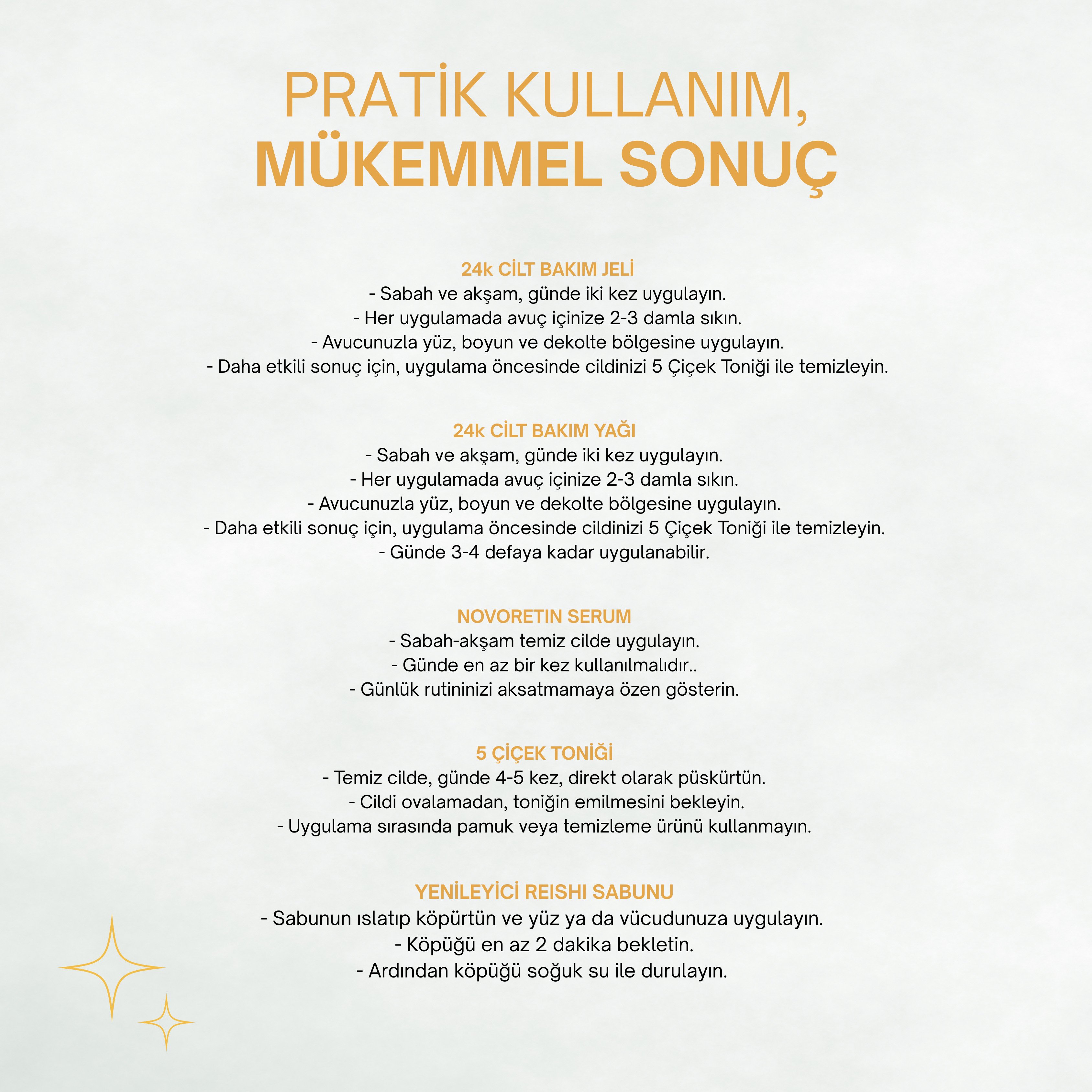 Cilt Bakım Döngüsü Seti | 24K Cilt Serumu, Altın Cilt Bakım Yağı, Novoretin Cilt Aydınlatıcı Serum, 5 Çiçek Tonik, Reishi Mantarı Sabunu