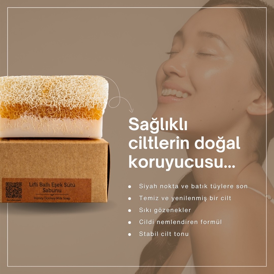2'li Doğal Kabak Lifli Ballı Eşek Sütü Sabunu 130 gr - Doğal Bal ve Kabak Lifi ile Zenginleştirilmiş, Cildi Besleyen ve Sıkılaştıran %100 El Yapımı Sabun