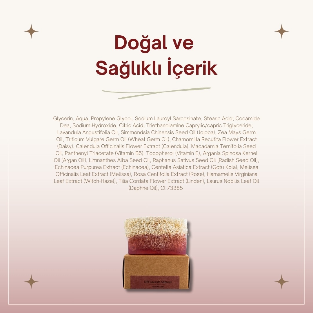 Doğal Kabak Lifli Lavanta Sabunu 130 gr | Aromaterapi Etkili Doğal Peeling Sabunu