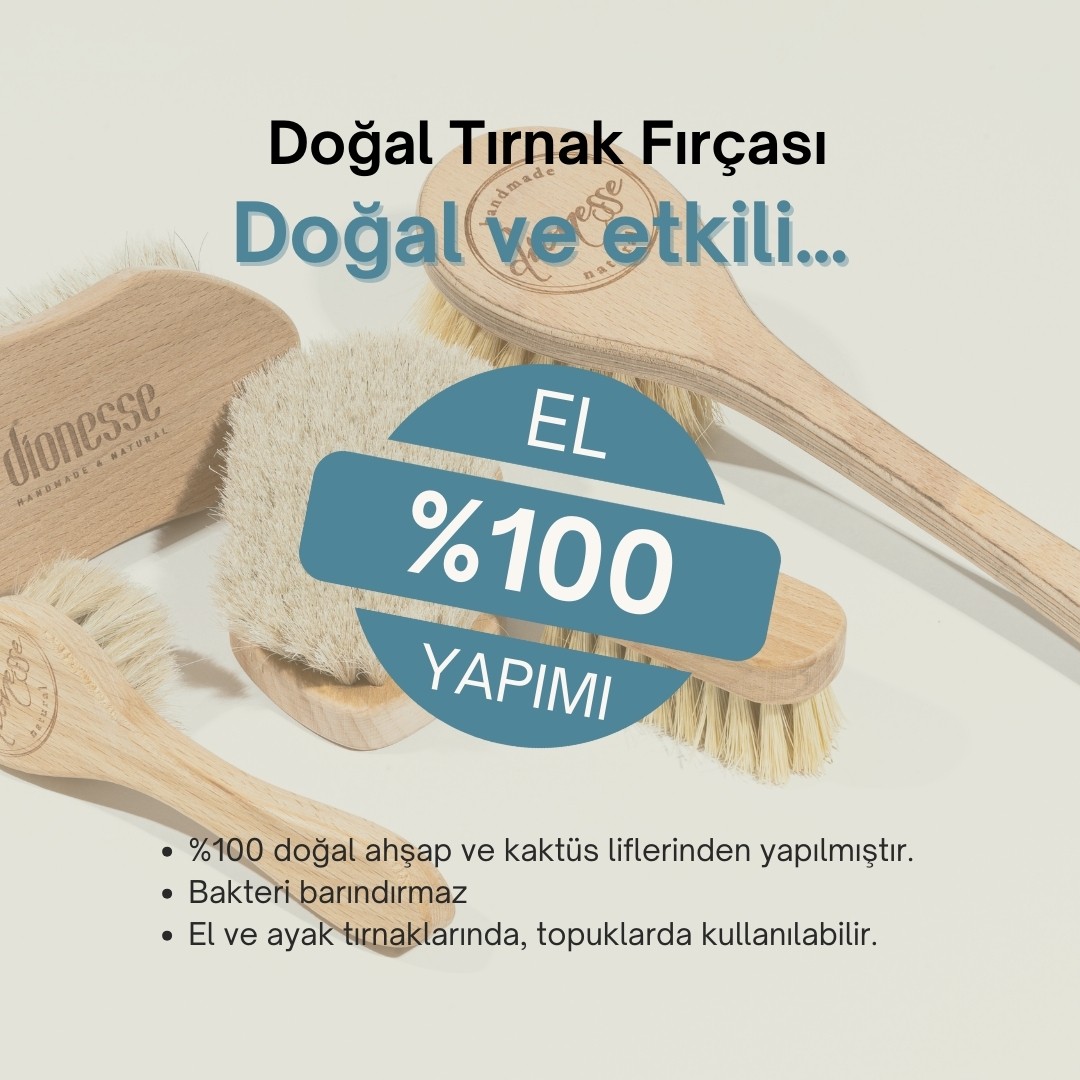 %100 Doğal Tırnak Fırçası | Ahşap ve Kaktüs Liflerinden Tırnak ve Topuk Bakımı İçin İdeal Fırça
