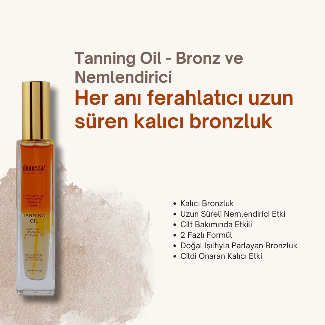 Bronzlaştırıcı Yağ 50 ml - Nemlendirme ve Kalıcı Bronzluk İçin Cilt Koruyucu 2 Fazlı Formül