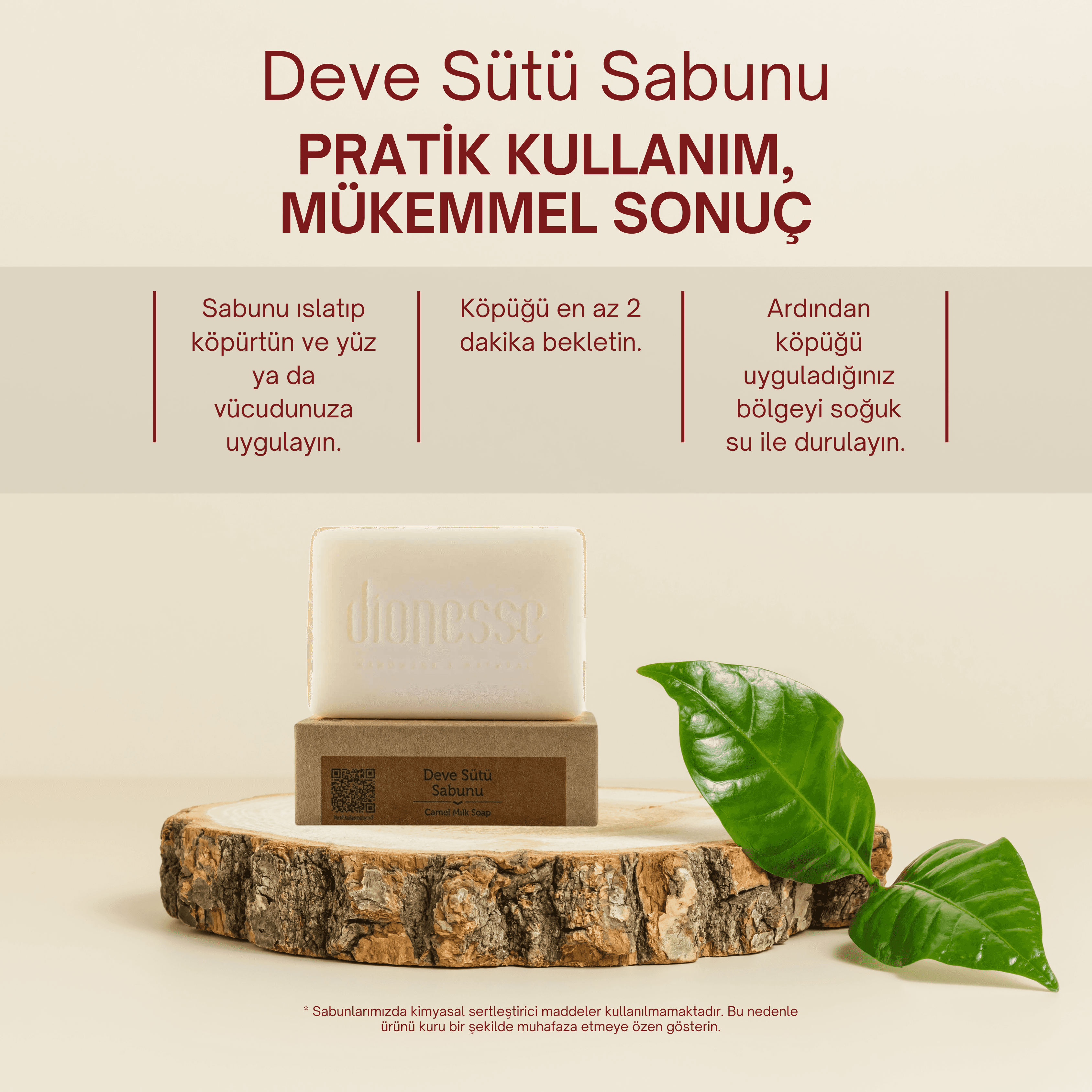 Doğal Deve Sütü Sabunu 120 gr - Sivilce ve Siyah Nokta Karşıtı, Cilt Lekelerini Giderici, Saç Güçlendirici Sabun