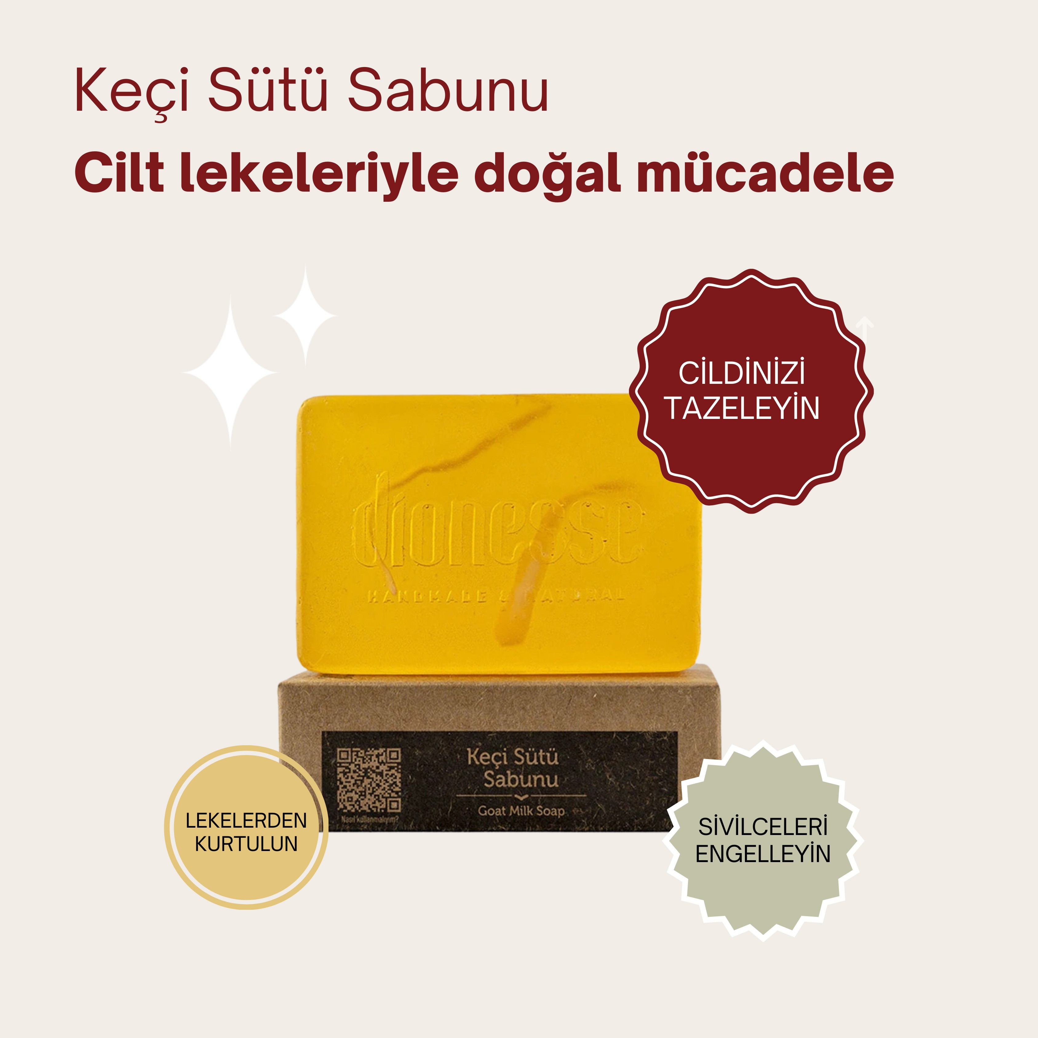 Doğal Keçi Sütü Sabunu 120 gr - Sivilce ve Cilt Lekelerine Karşı Etkili, Saç ve Cilt Bakımı İçin El Yapımı Keçi Sütü Sabunu