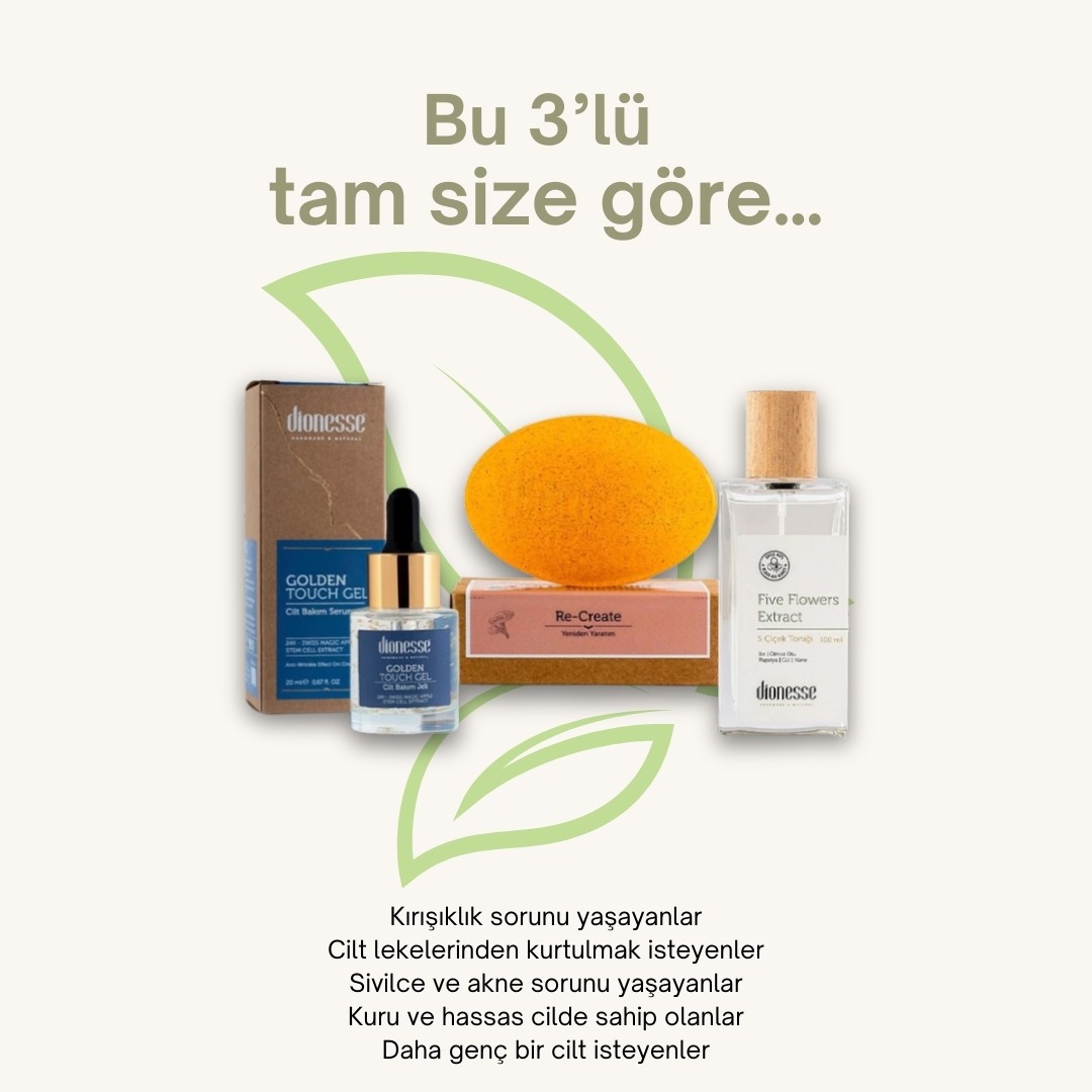 Kırışıklık Giderici Set - 24K Altın Cilt Bakım Jeli, 5 Çiçek Tonik ve Yenileyici Reishi Sabunu - Cilt Gençleştirme, Leke Karşıtı, Anti-Aging Bakım