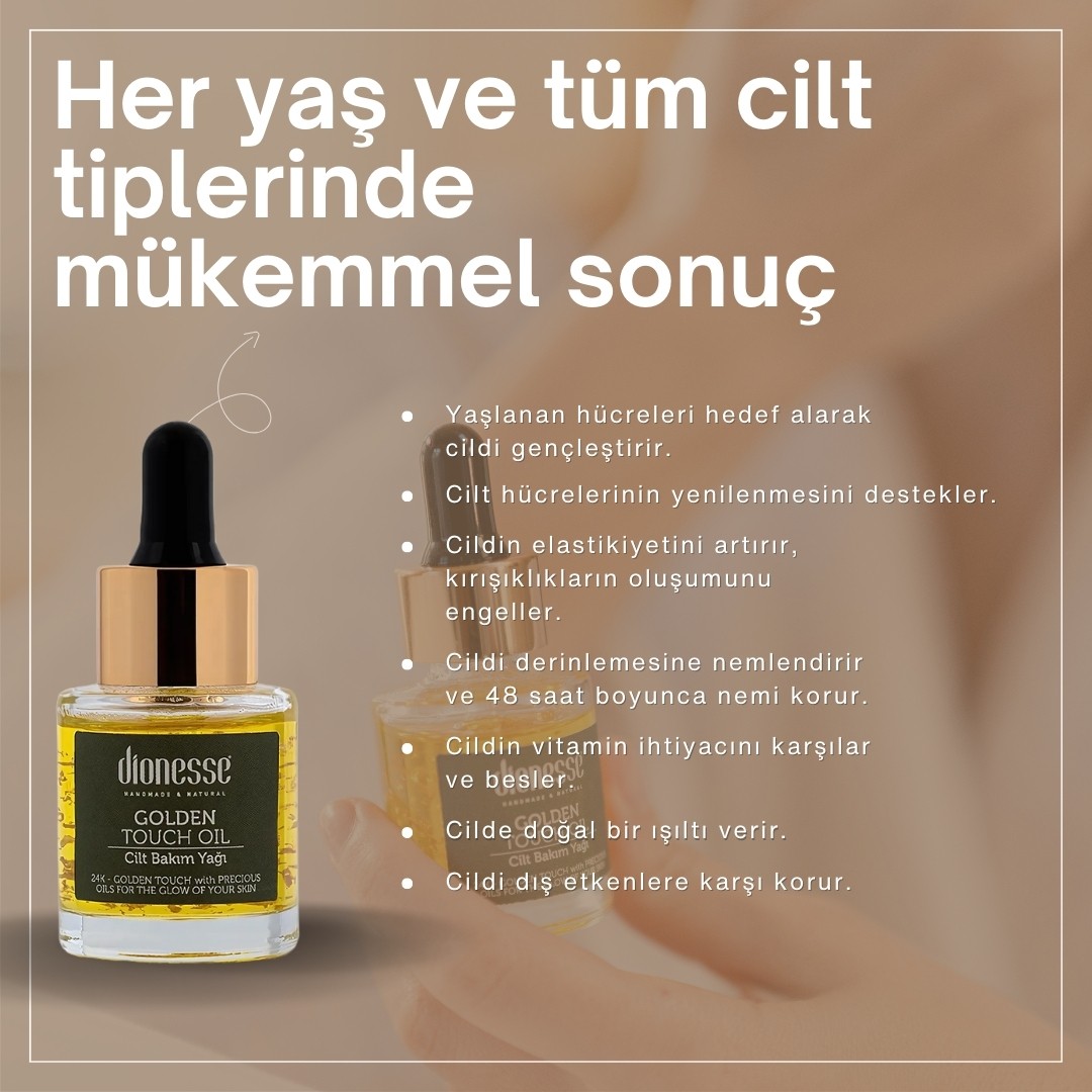 Koruyucu ve Onarıcı Etkili Altın Cilt Bakım Yağı 20 ml - 24 Ayar Altın, Yaşlanma Karşıtı