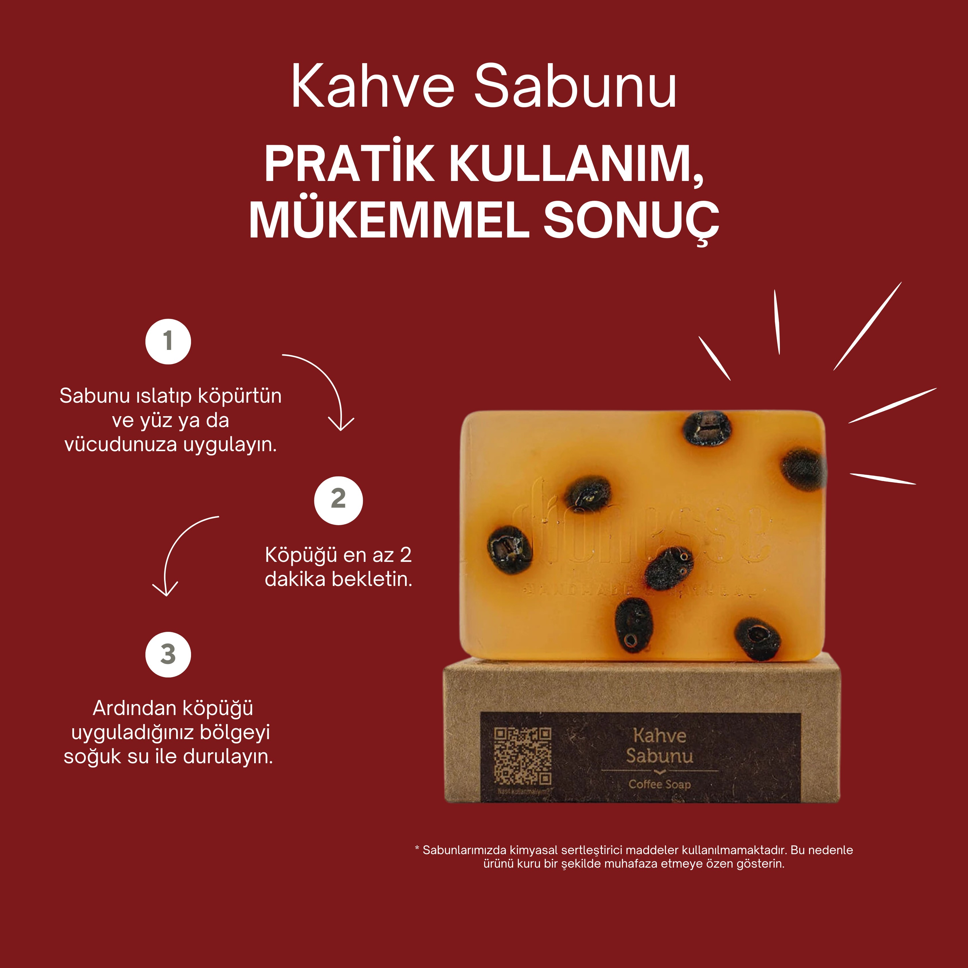 Doğal Kahve Sabunu 120 gr - Selülit ve Varis Karşıtı, Cilt Yenileyici Doğal Sabun