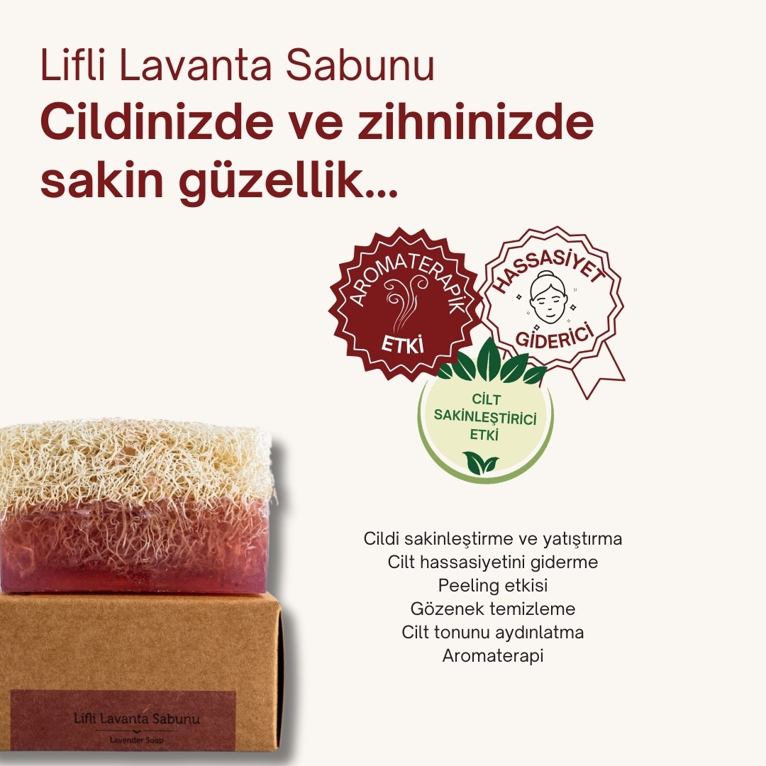 Doğal Kabak Lifli Lavanta Sabunu 130 gr | Aromaterapi Etkili Doğal Peeling Sabunu